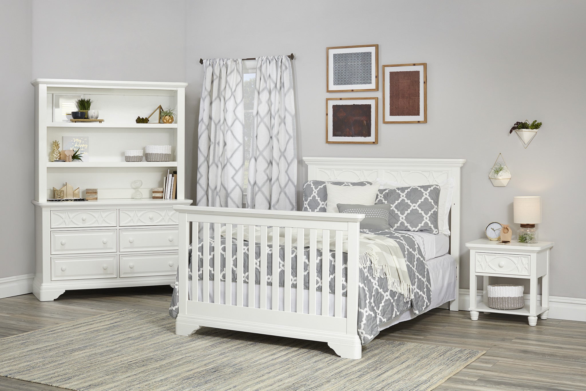 White Solid and Manufactured Wood Standard Four In One Convertible Crib-8