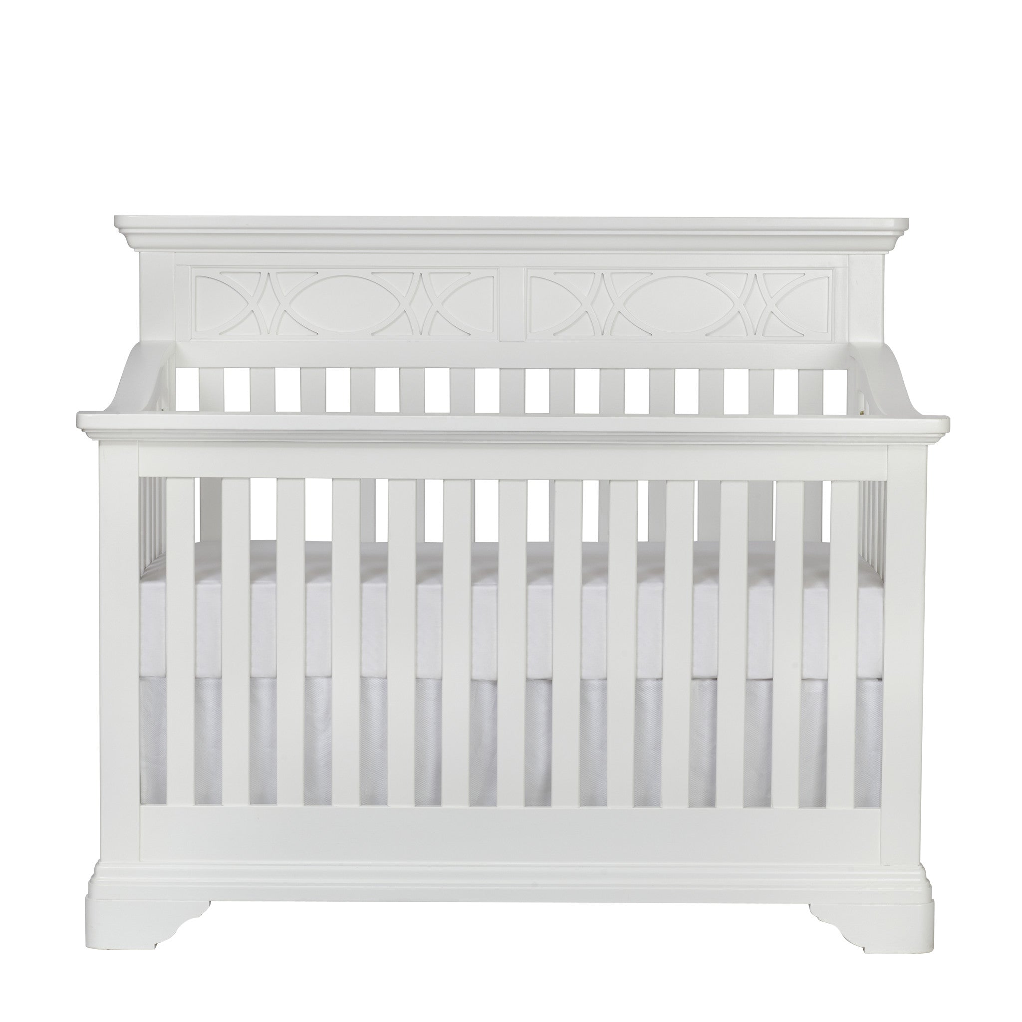 White Solid and Manufactured Wood Standard Four In One Convertible Crib-1