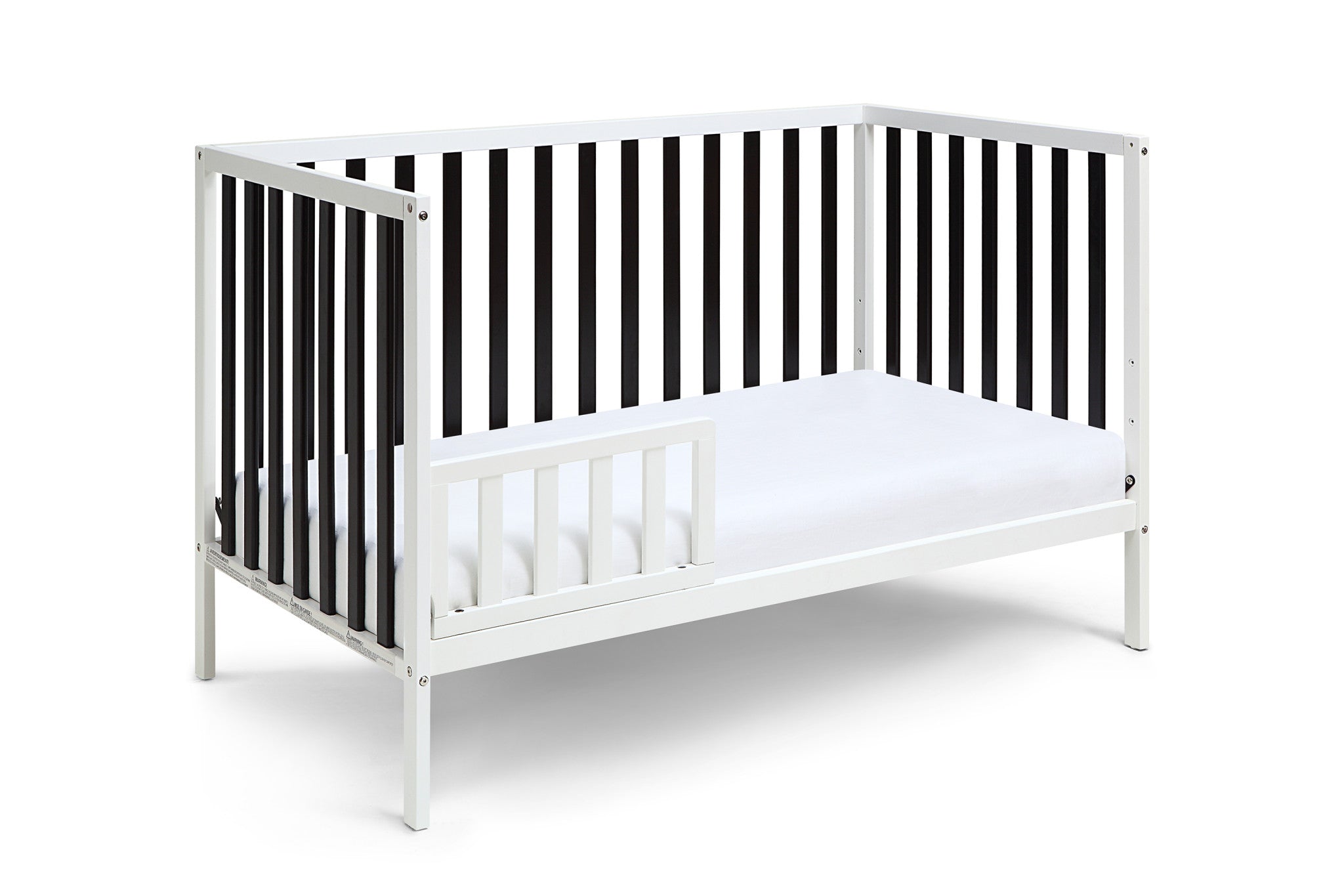 Black and White Solid and Manufactured Wood Standard Three In One Convertible Crib-3