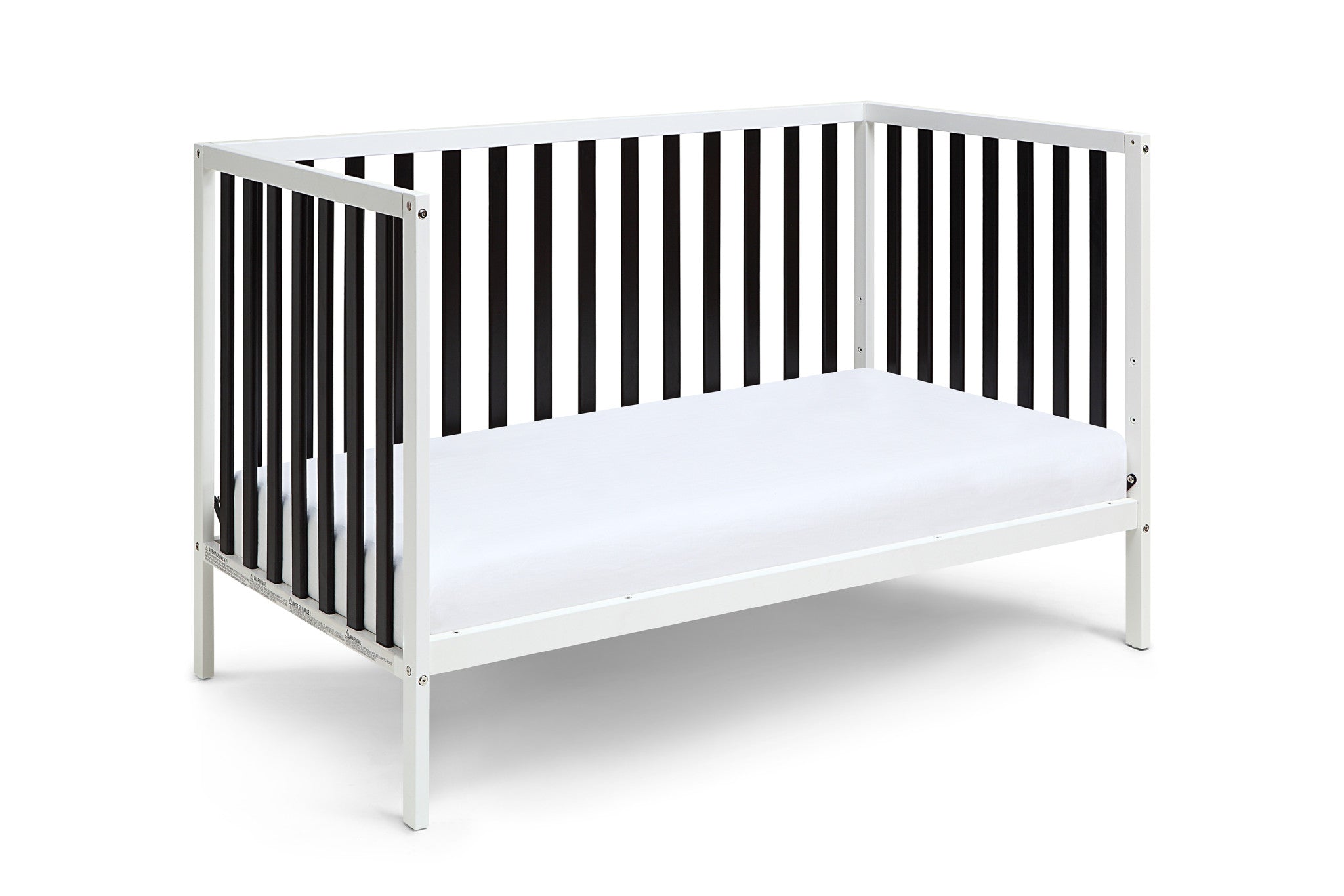 Black and White Solid and Manufactured Wood Standard Three In One Convertible Crib-5