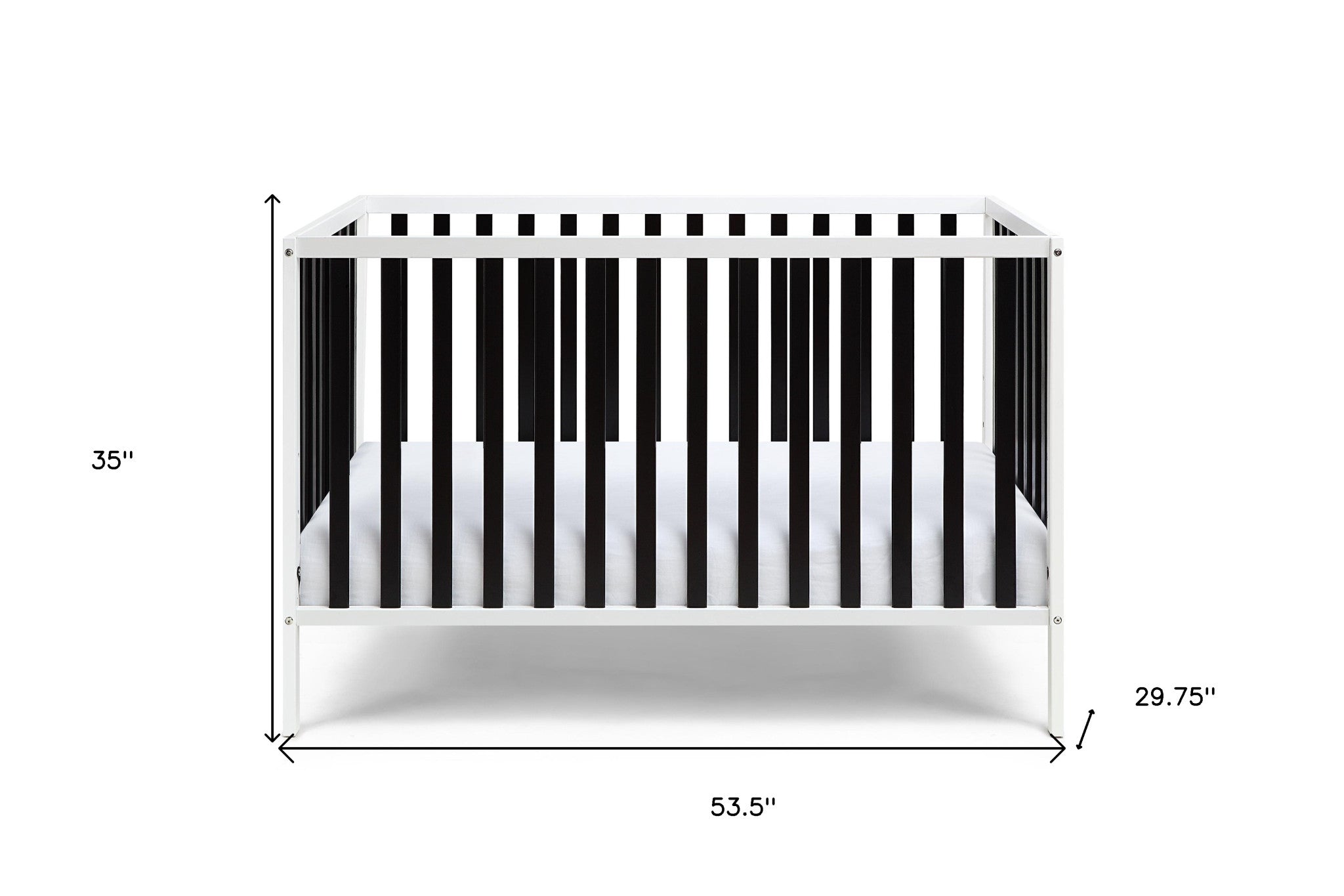 Black and White Solid and Manufactured Wood Standard Three In One Convertible Crib-7