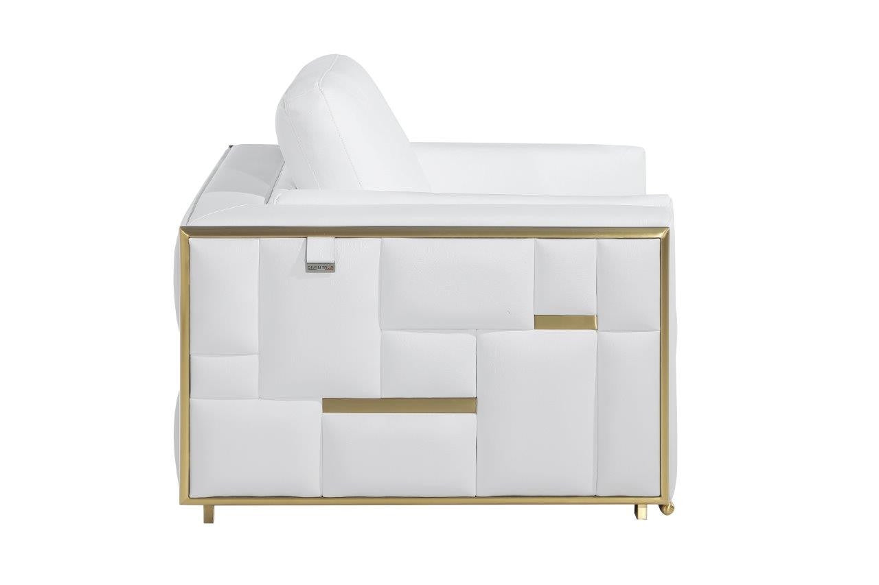47" White And Gold Top Grain Leather Club Chair-4