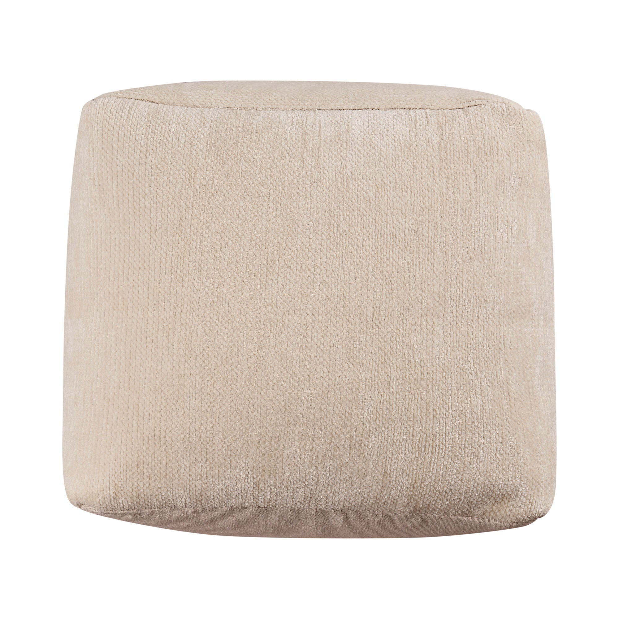 18" Ivory Chenille Cube Pouf Ottoman-2
