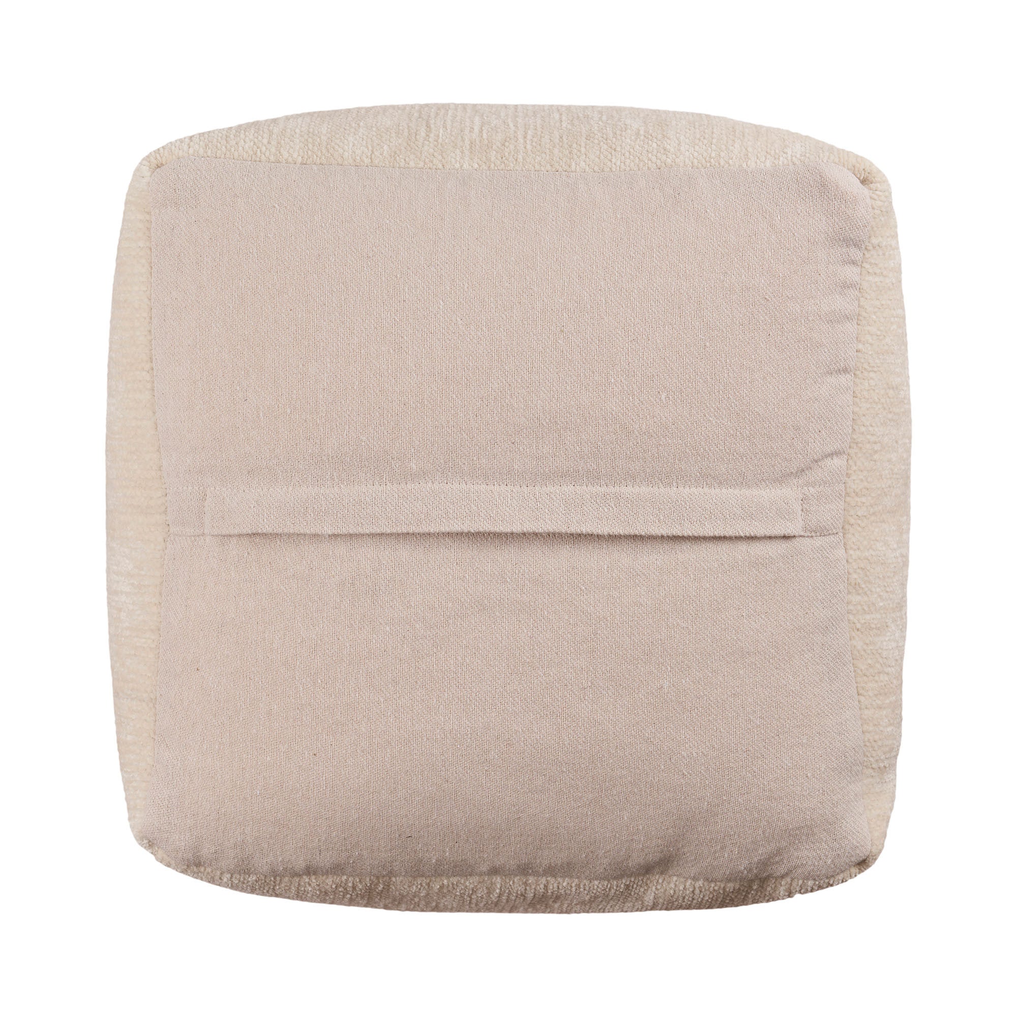 18" Ivory Chenille Cube Pouf Ottoman-4