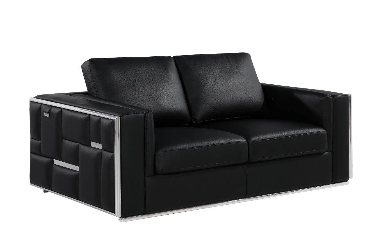 Black Top Grain Leather Five Person Seating Set-8