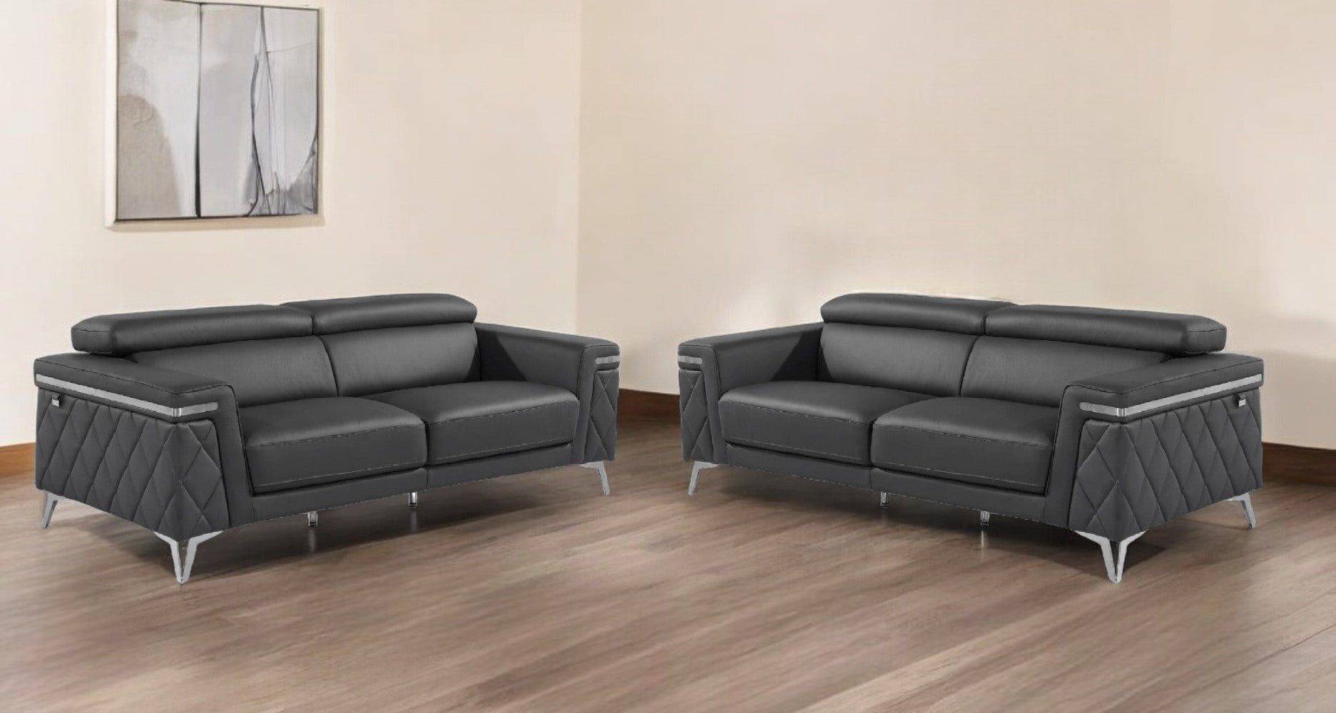 Two Piece Gray Four Person Seating Set-0