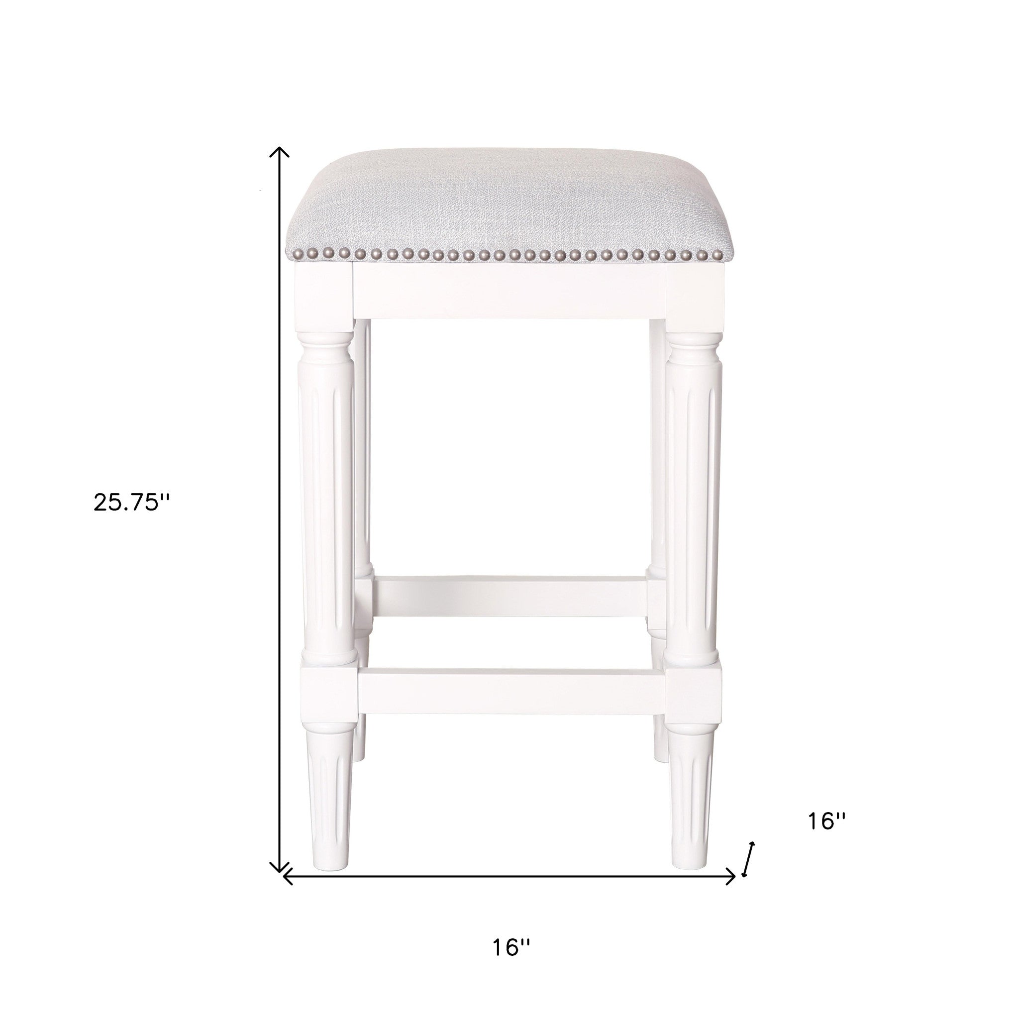 27" Gray And Antiqued White Solid Wood Backless Counter Height Bar Chair-7