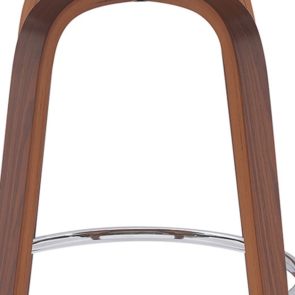 26" Cream And Wood Brown Faux Leather Swivel Low Back Counter Height Bar Chair-6