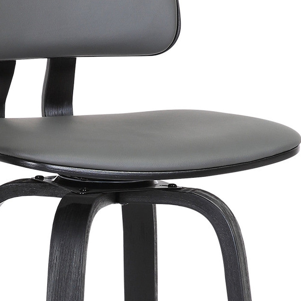 26" Gray And Black Faux Leather Swivel Low Back Counter Height Bar Chair-7