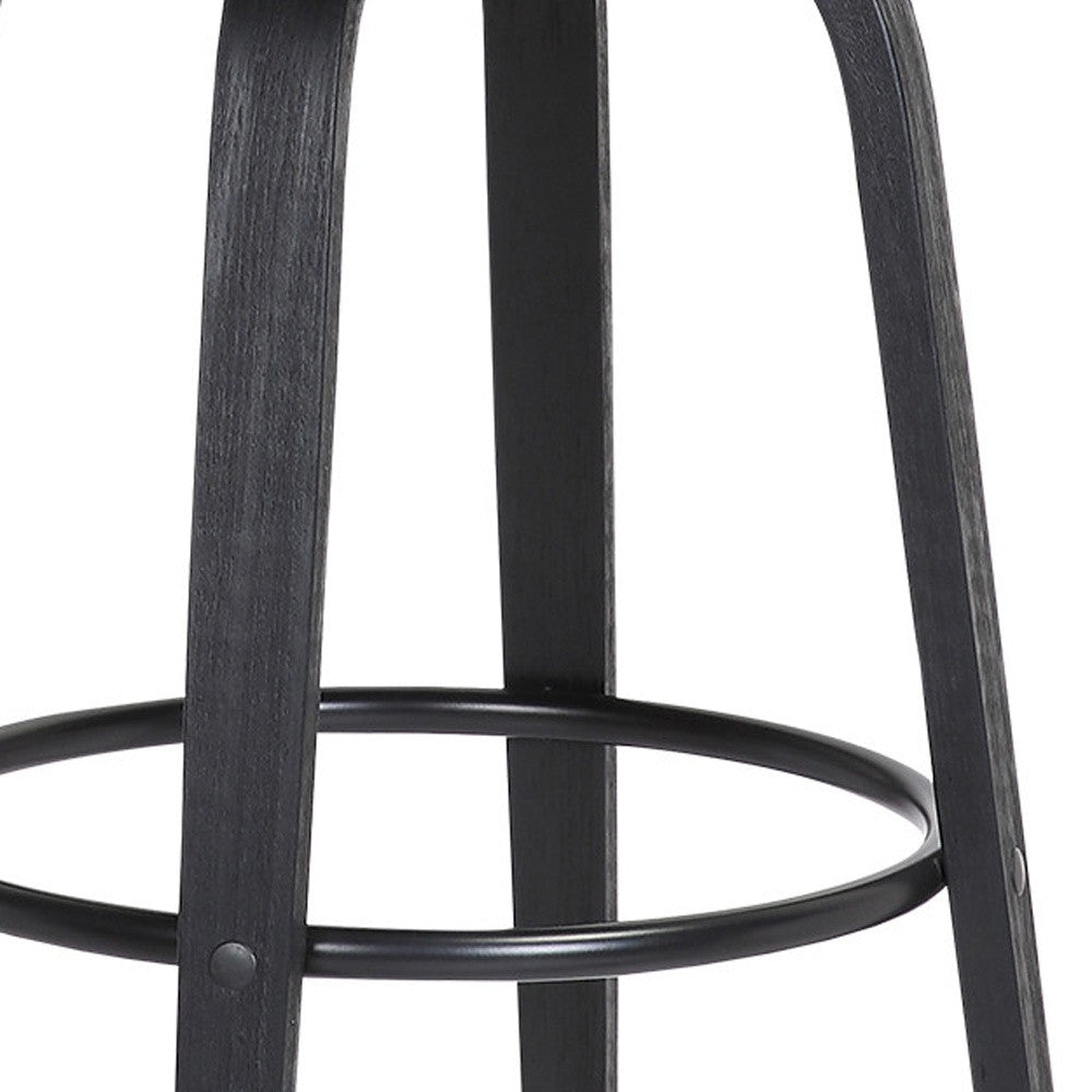 26" Light Gray And Black Fabric Swivel Low Back Counter Height Bar Chair-7