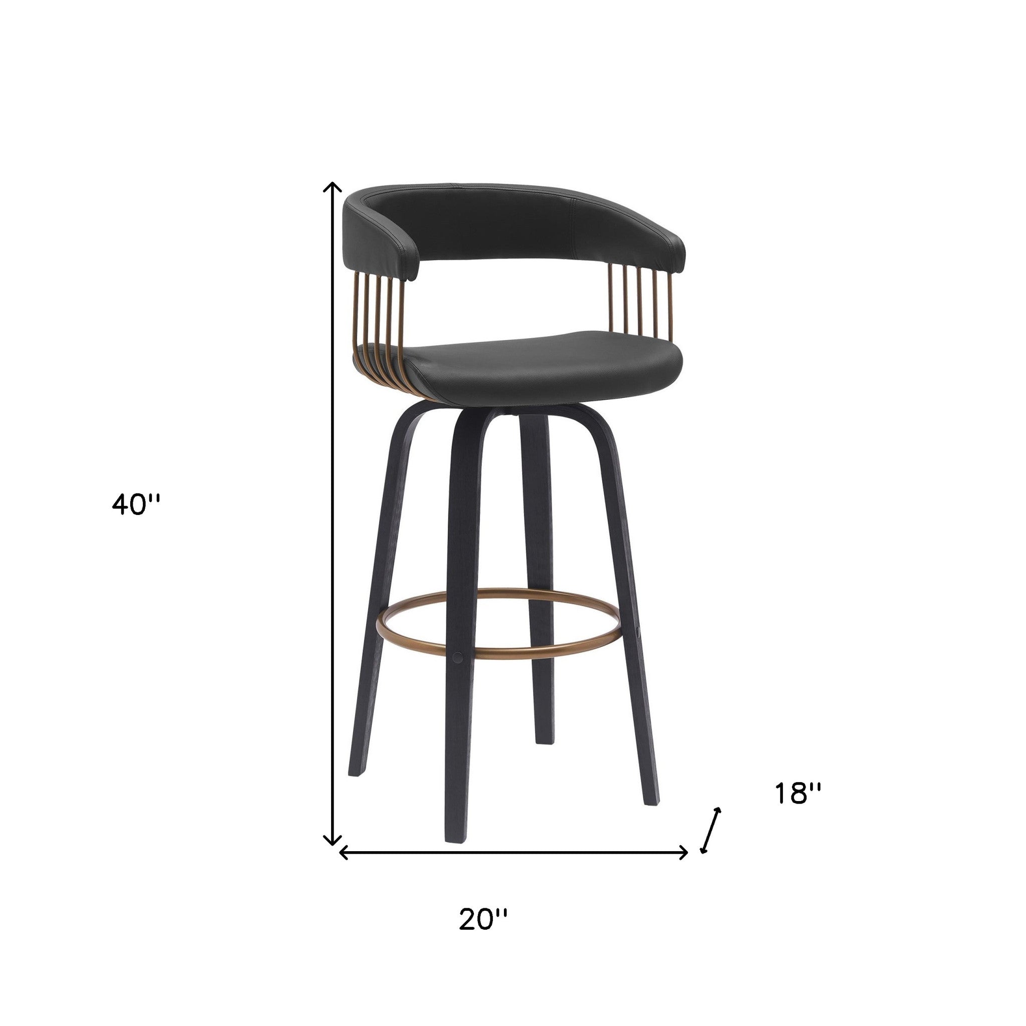31" Black Faux Leather Swivel Bar Height Bar Chair-7