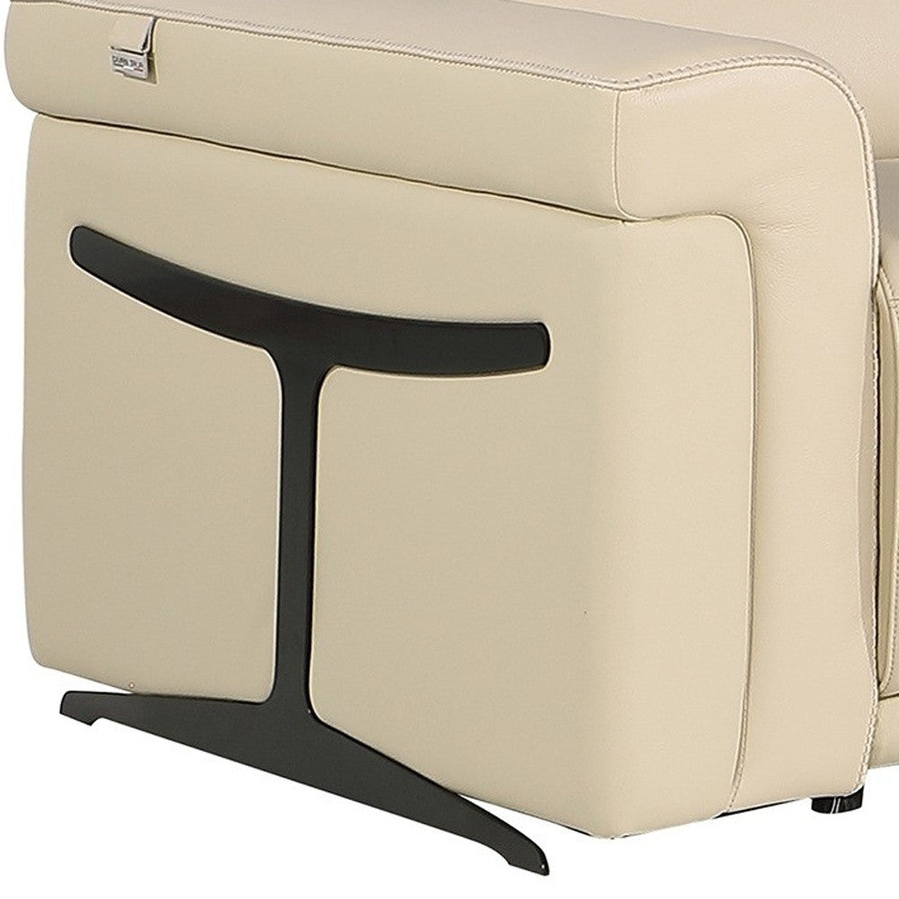 Beige Italian Leather Modular L Shaped Five Piece Corner Sectional-7