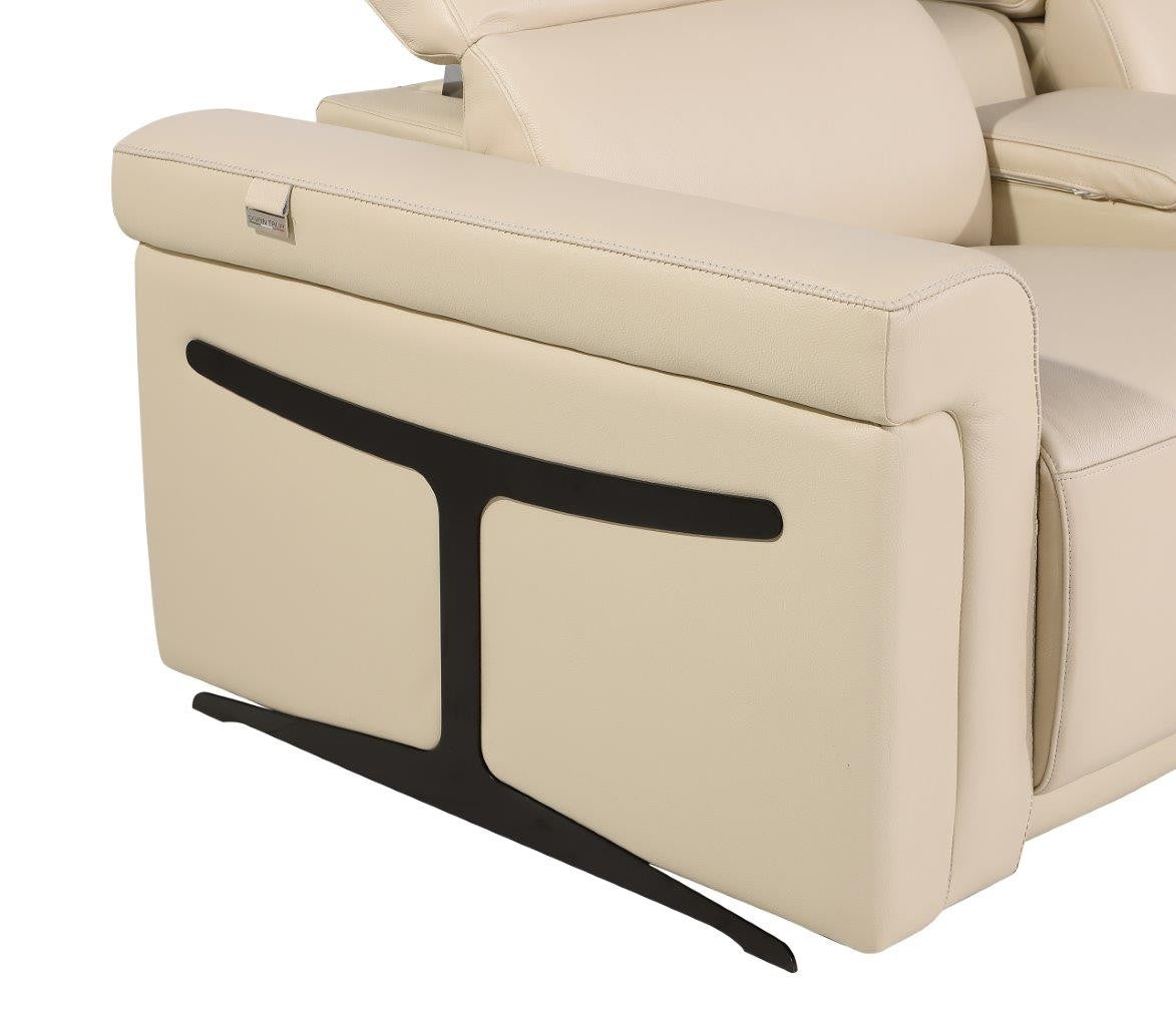 Beige Italian Leather Modular L Shaped Five Piece Corner Sectional-4