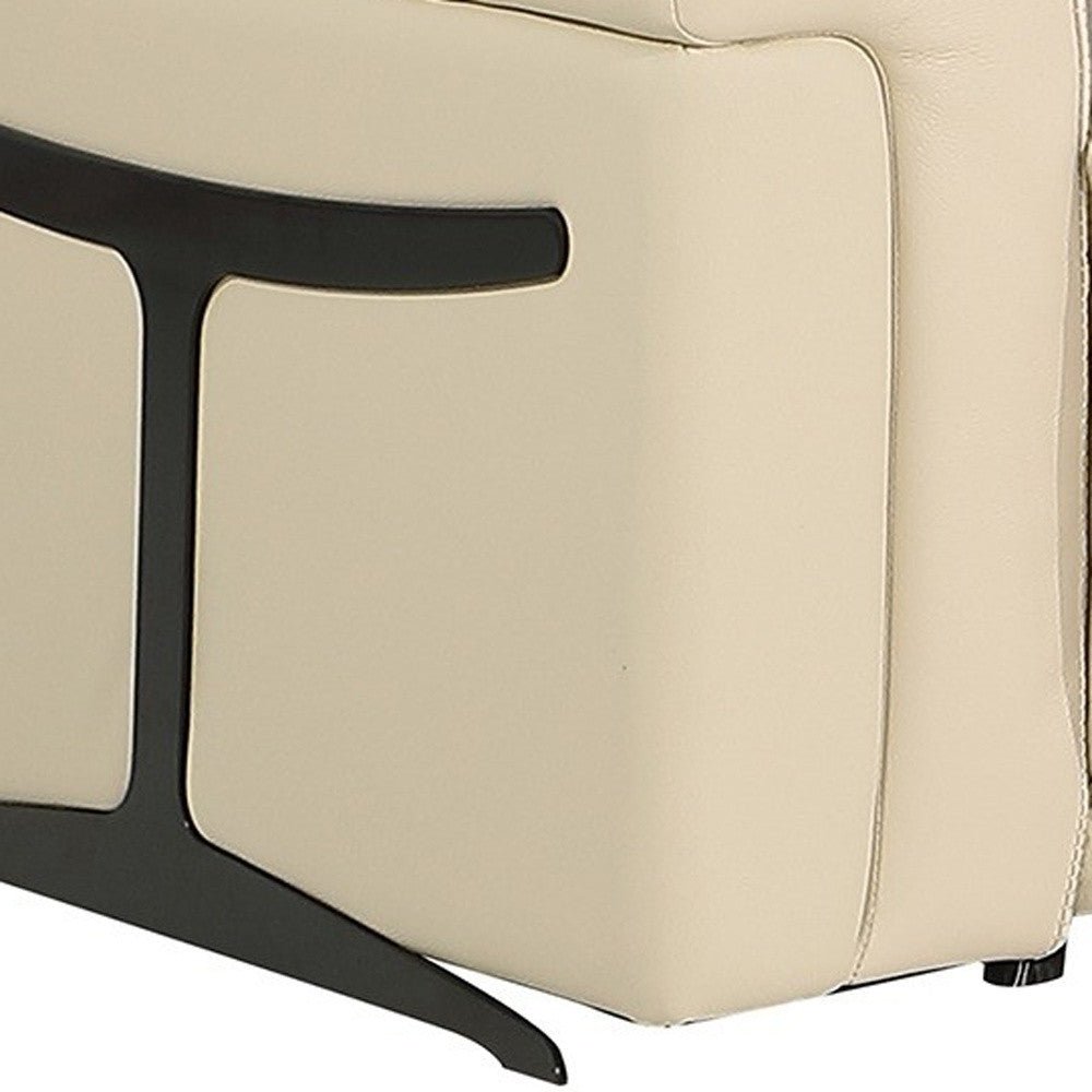 Beige Italian Leather Modular L Shaped Six Piece Corner Sectional With Console-4