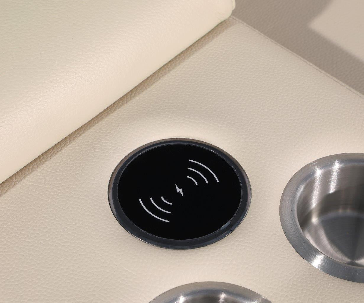 Beige Italian Leather Modular L Shaped Six Piece Corner Sectional With Console-6