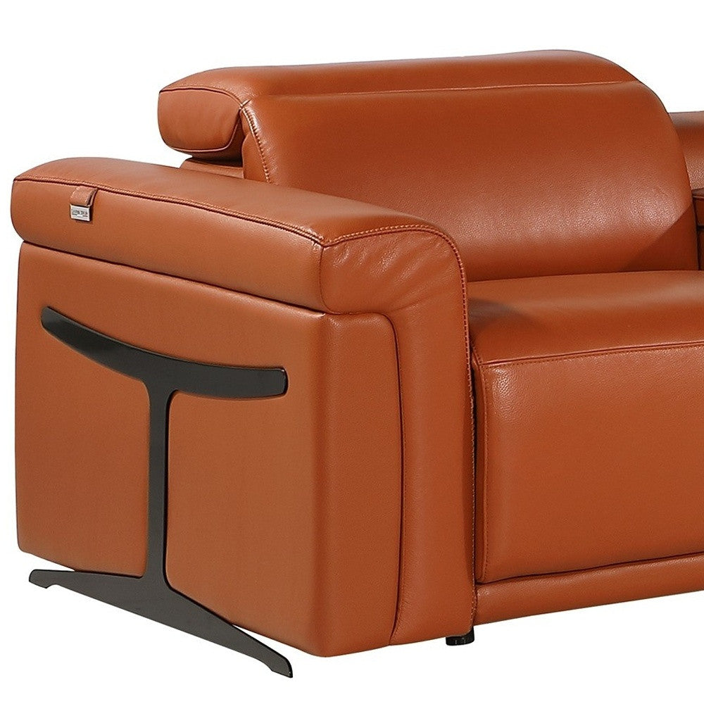 Camel Italian Leather Modular L Shaped Six Piece Corner Sectional With Console-5