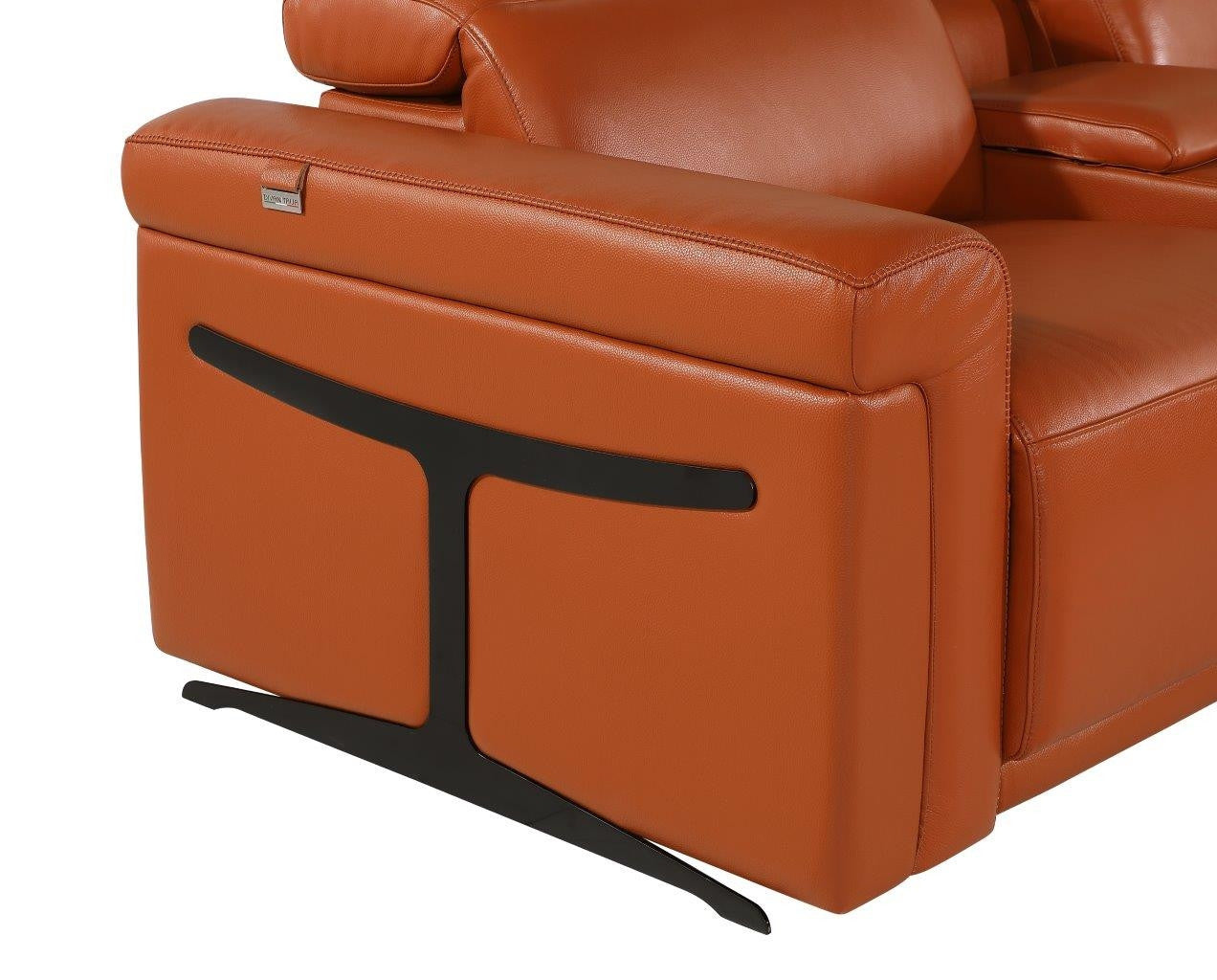 Camel Italian Leather Modular L Shaped Six Piece Corner Sectional With Console-3