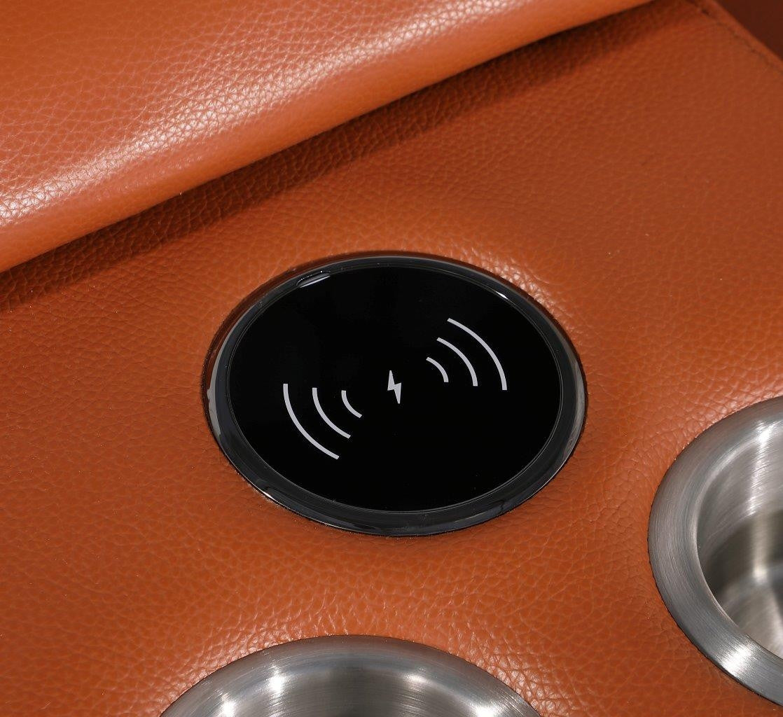 Camel Italian Leather Modular L Shaped Seven Piece Corner Sectional With Console-6