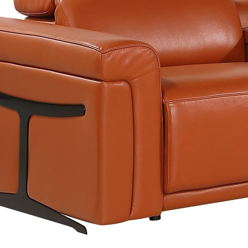 Camel Italian Leather Modular L Shaped Seven Piece Corner Sectional With Console-4