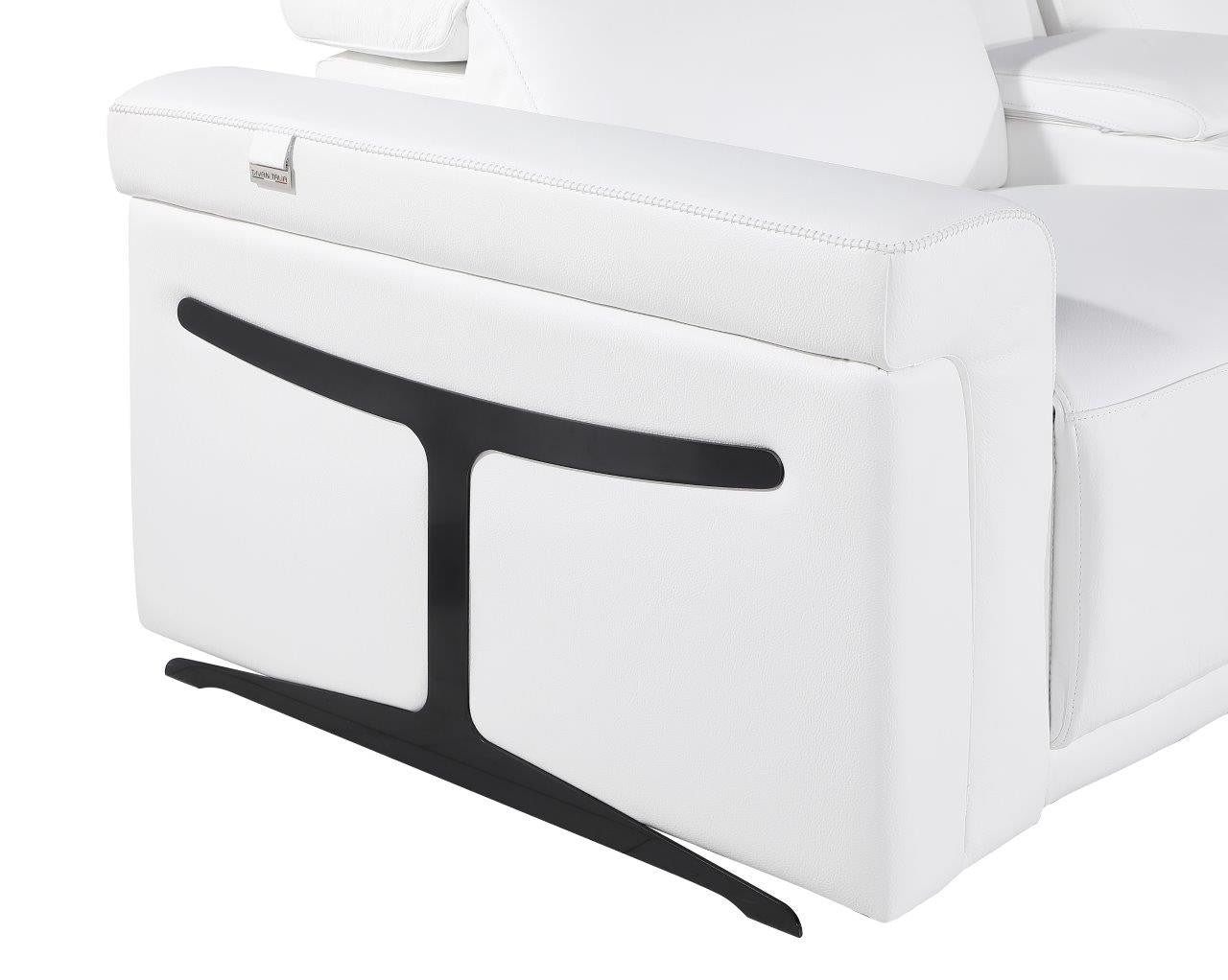 White Italian Leather Modular L Shaped Seven Piece Corner Sectional With Console-4