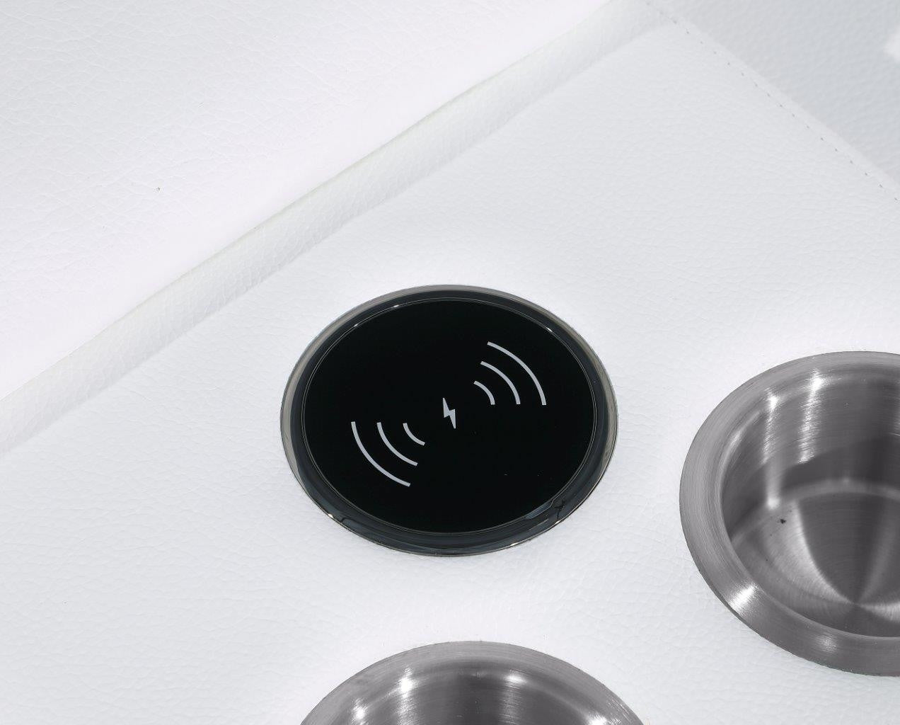 White Italian Leather Modular L Shaped Eight Piece Corner Sectional With Console-8