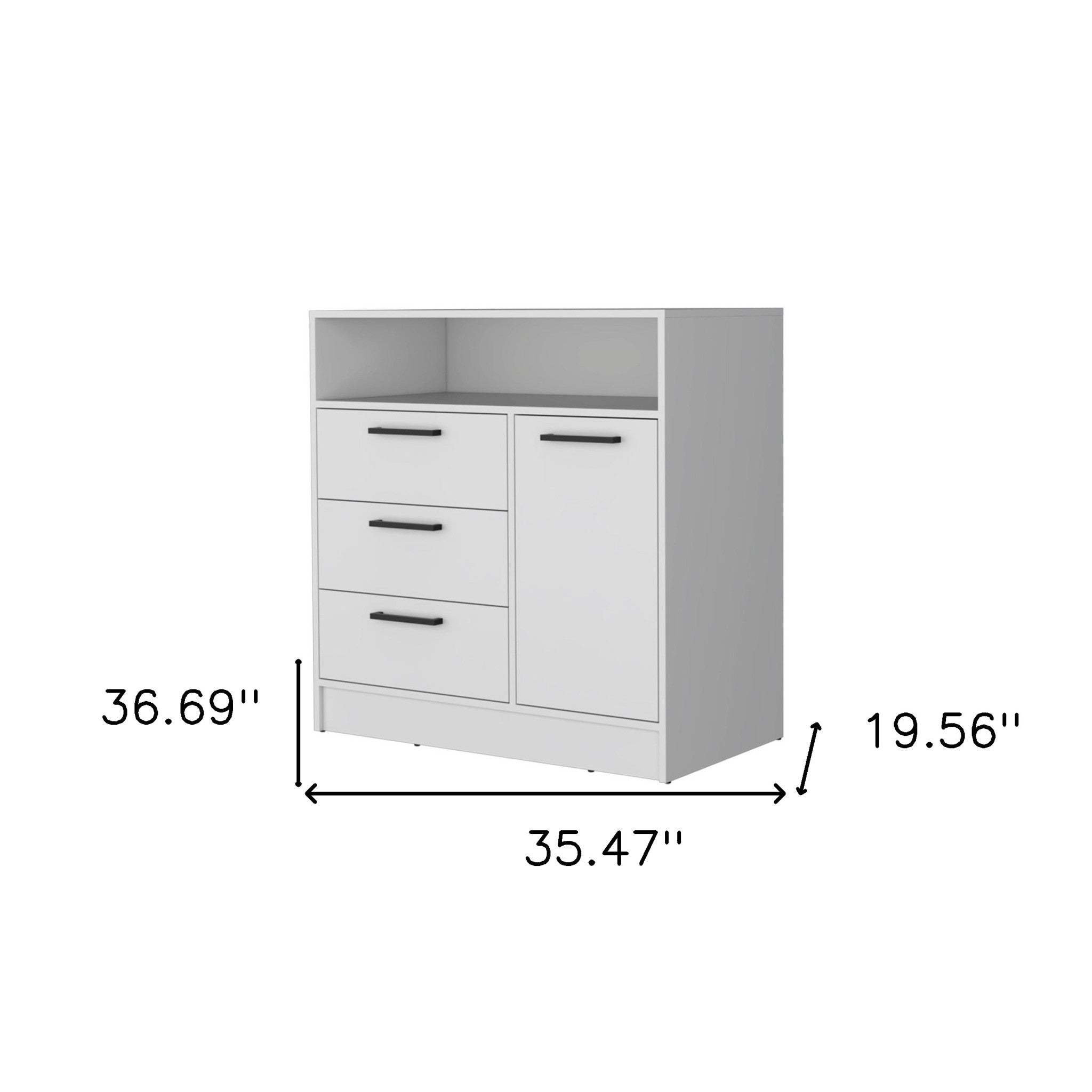 35" White Three Drawer Dresser-7