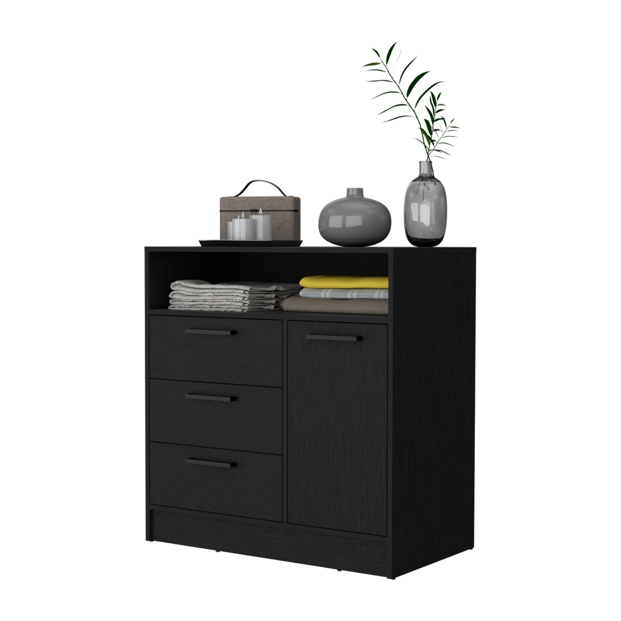 35" Black Three Drawer Dresser-3