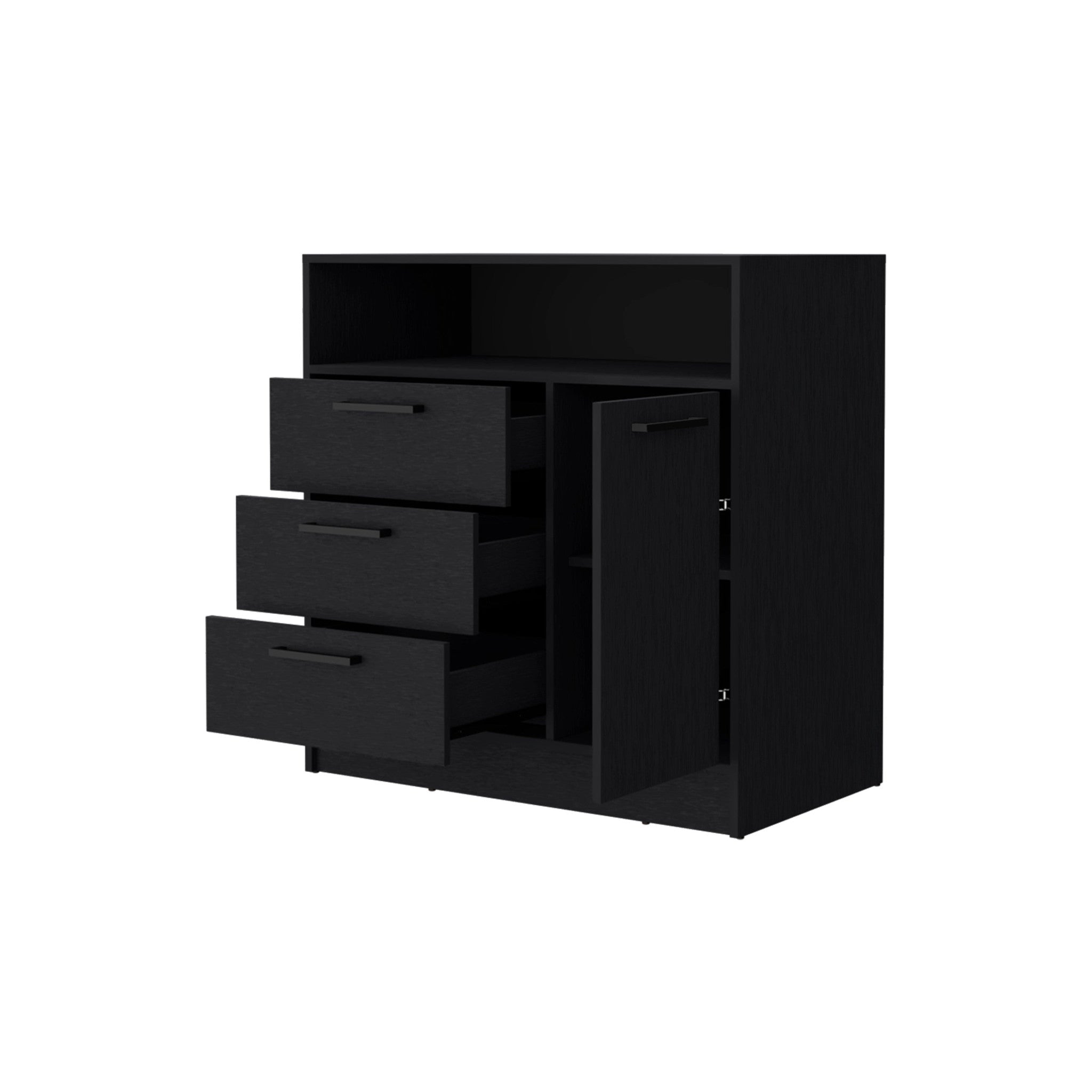 35" Black Three Drawer Dresser-2