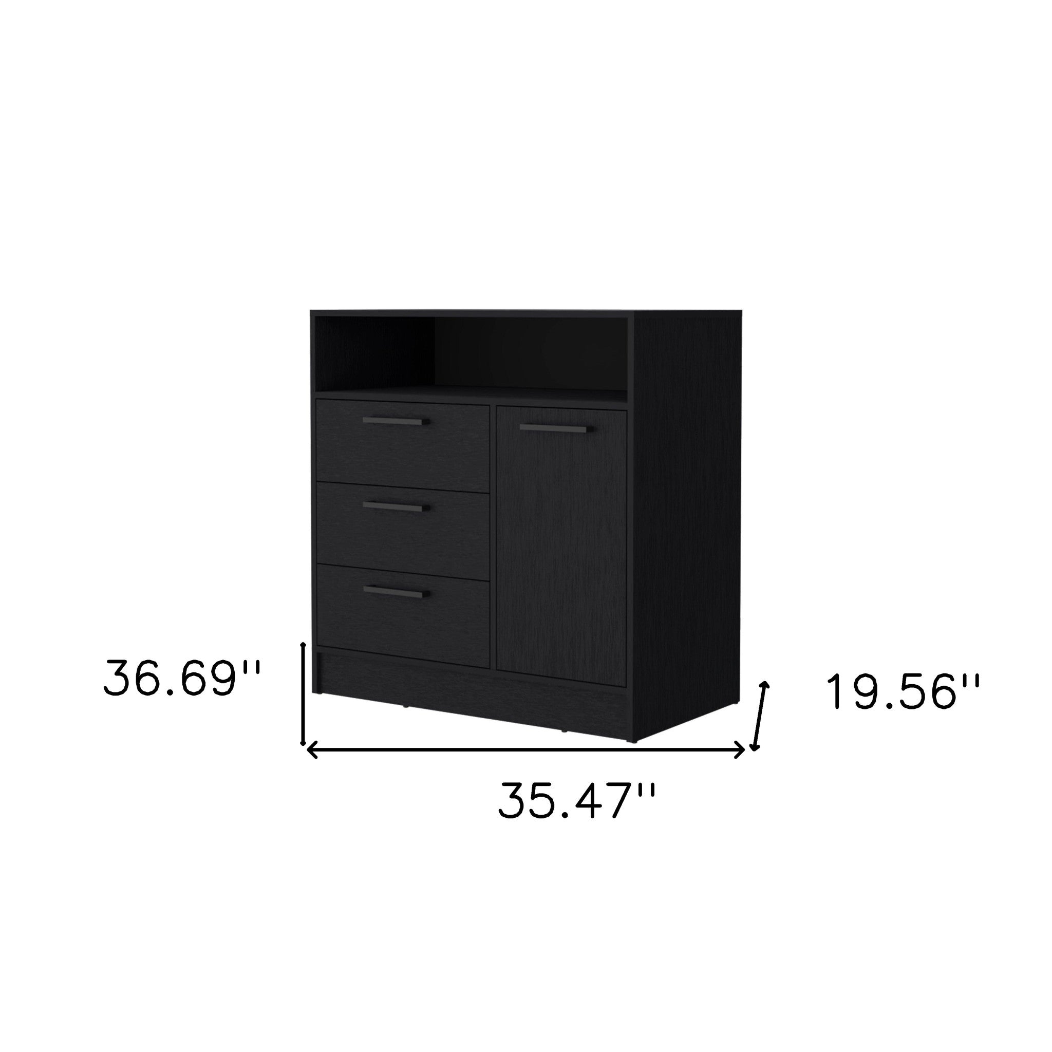 35" Black Three Drawer Dresser-6
