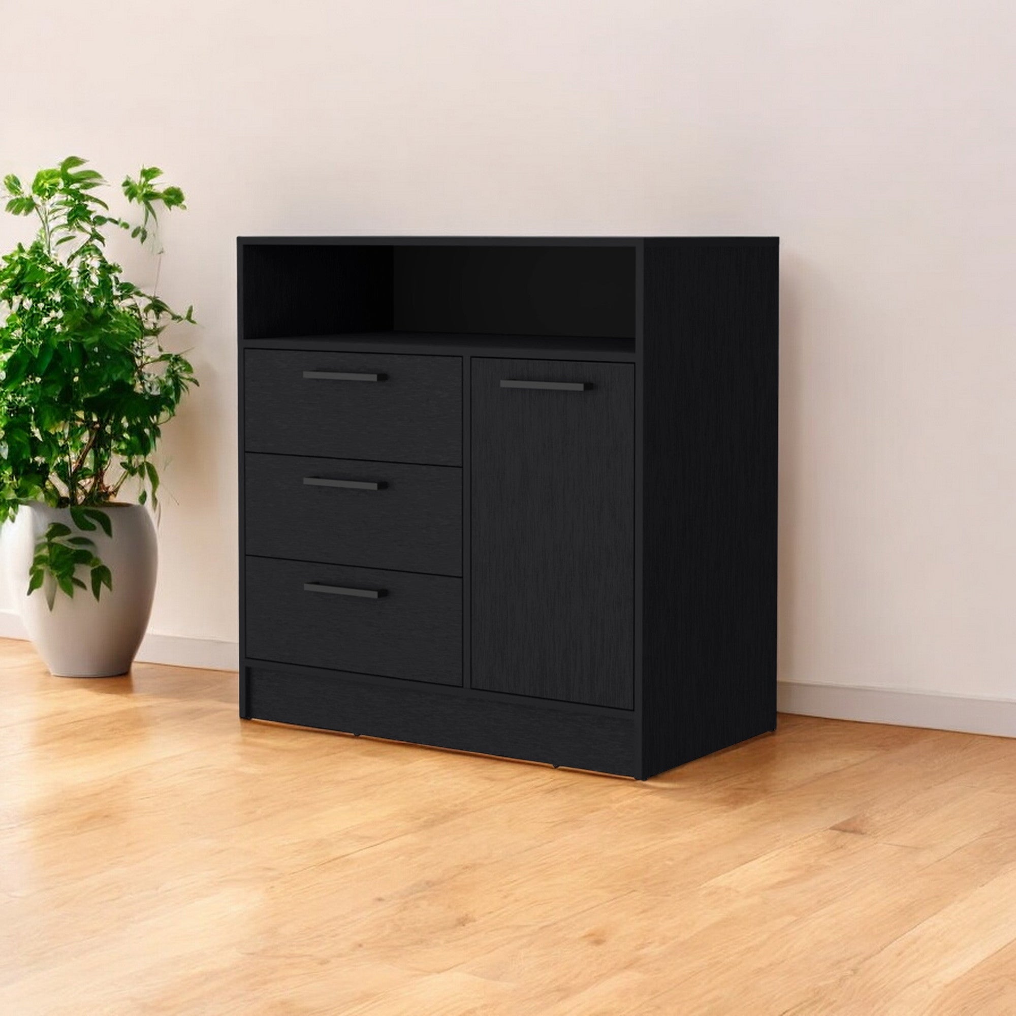 35" Black Three Drawer Dresser-1
