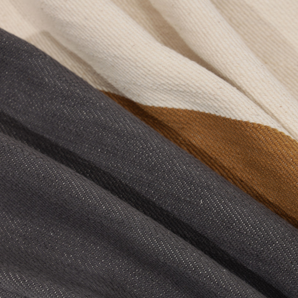 24" Dark Gray Brown And Off White Cotton Striped Throw Pillow-5