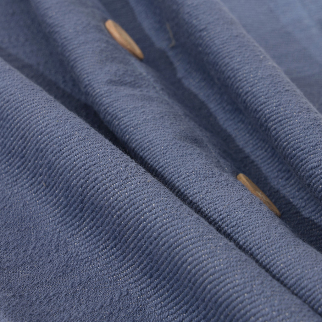 20" Blue Cotton Throw Pillow With Buttons-8