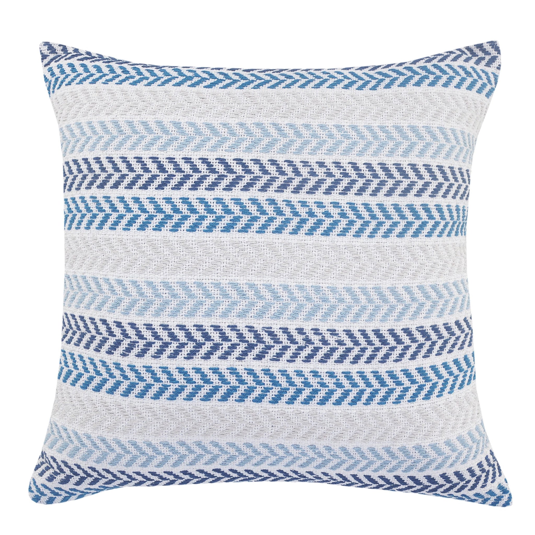 Set of Two 18" X 18" Blue Beach Chevron Cotton Zippered Pillow-0