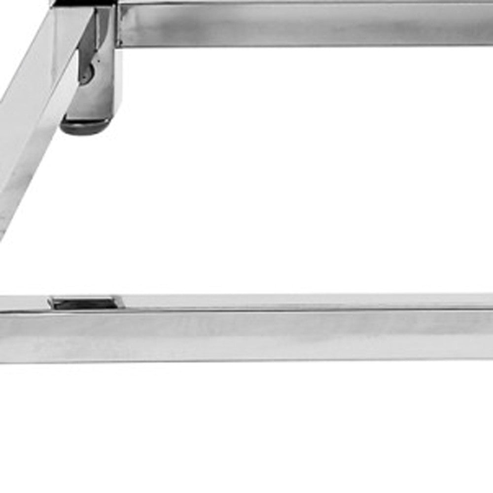 47" White Silver And Clear Wood Acrylic And Steel Coffee Table-6