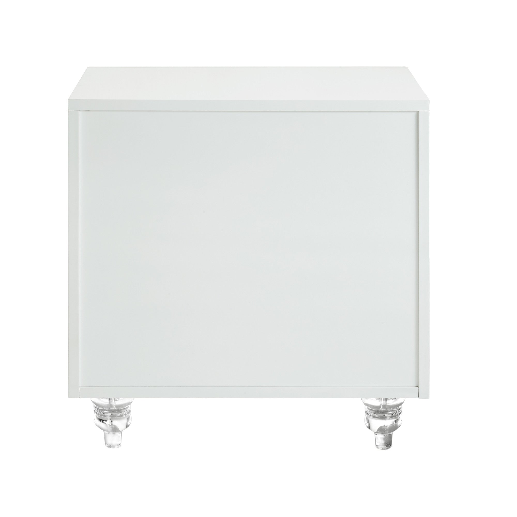 24" Clear And White Wood Mirrored End Table With Three Drawers-4