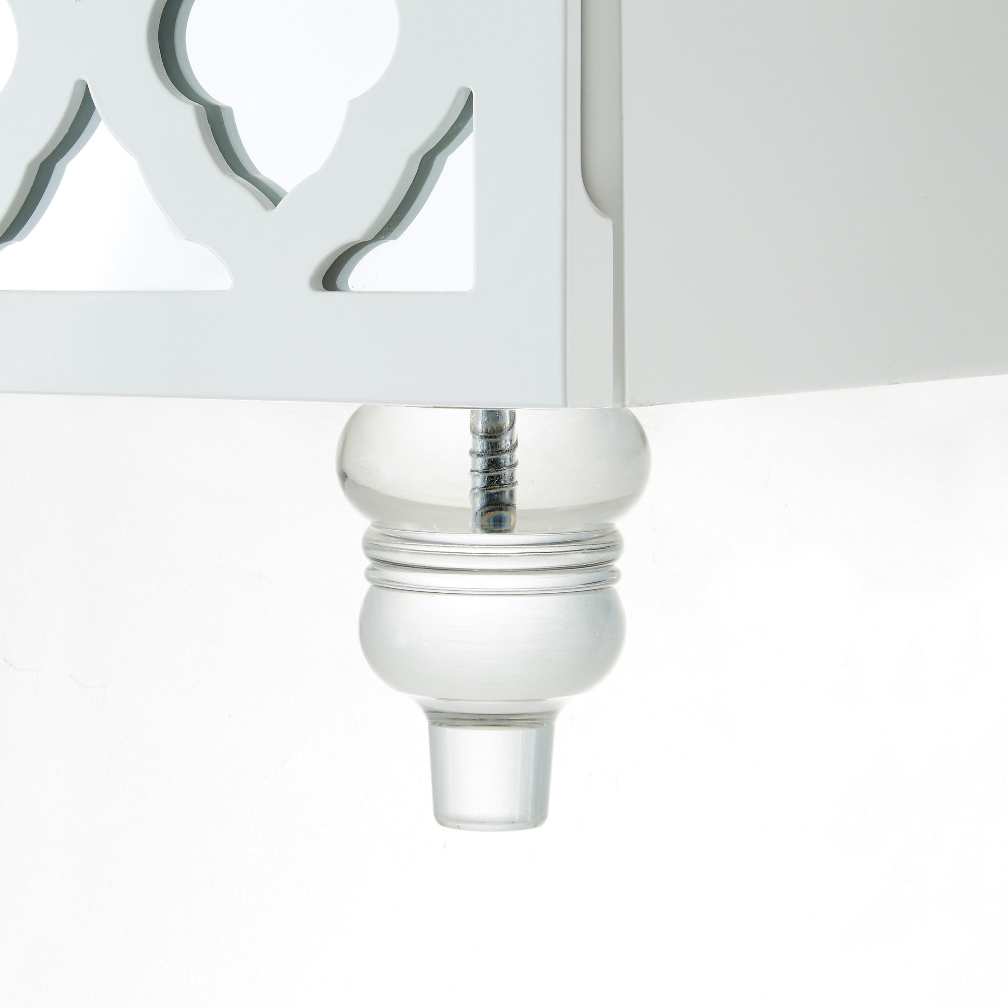 24" Clear And White Wood Mirrored End Table With Three Drawers-8