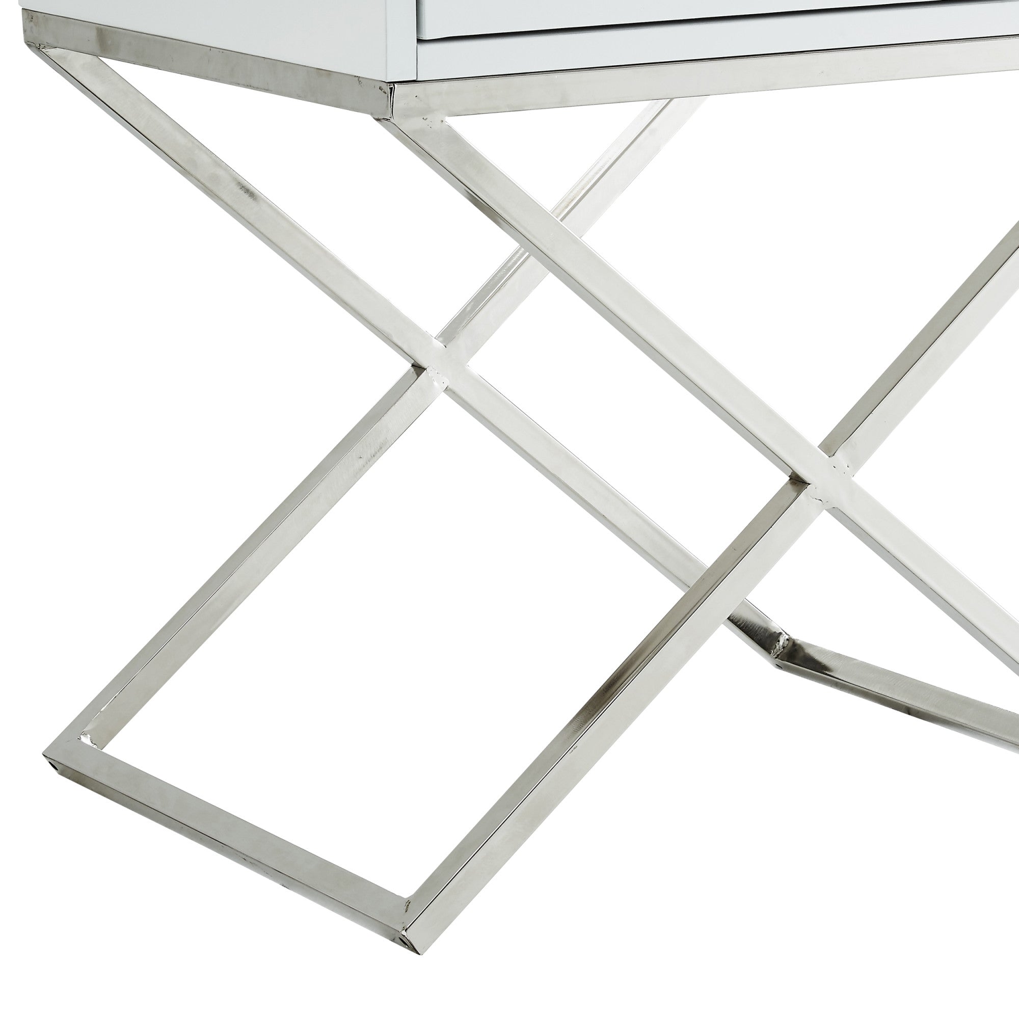 25" Silver And White End Table With Drawer-5