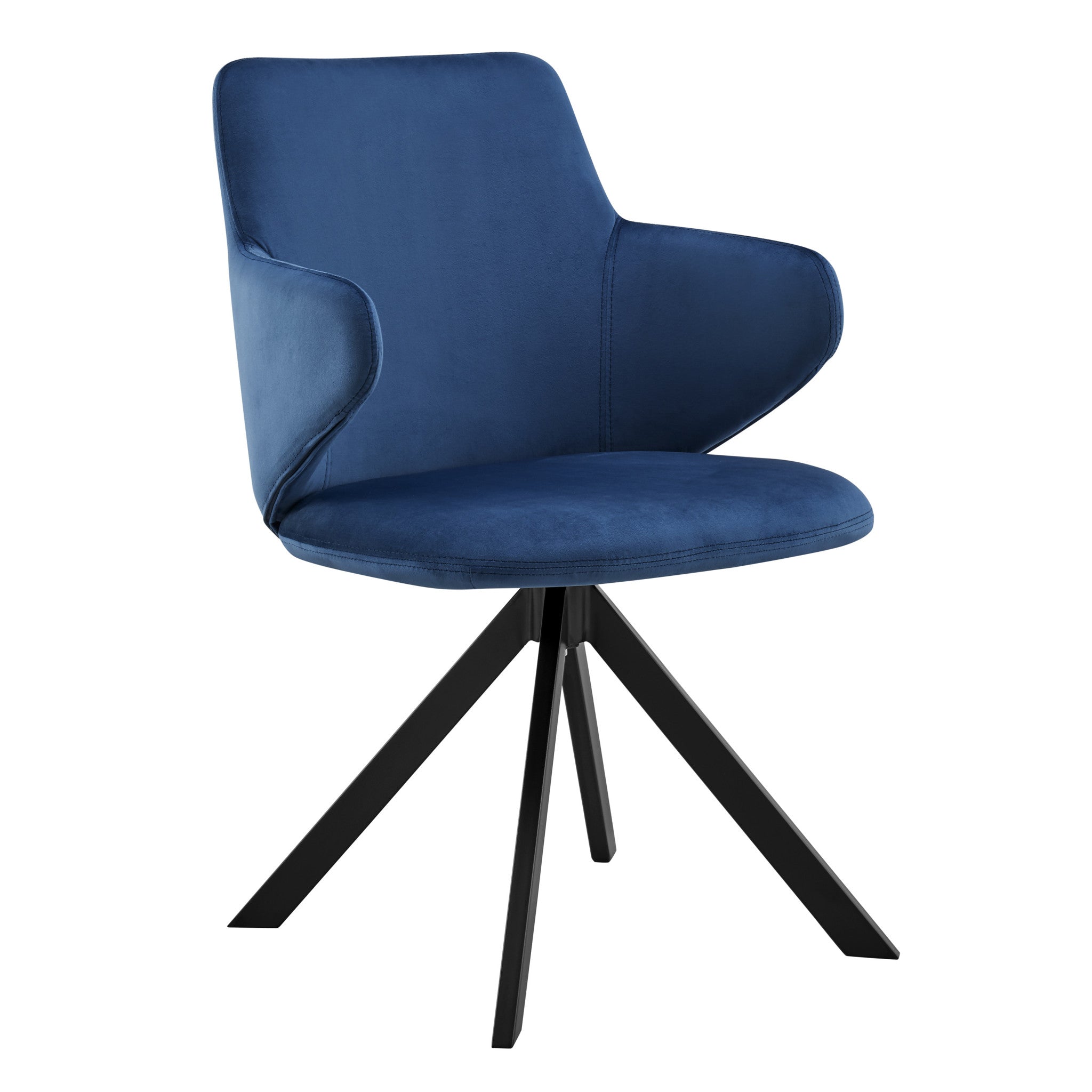Blue And Black Upholstered Velvet Dining Arm Chair-4