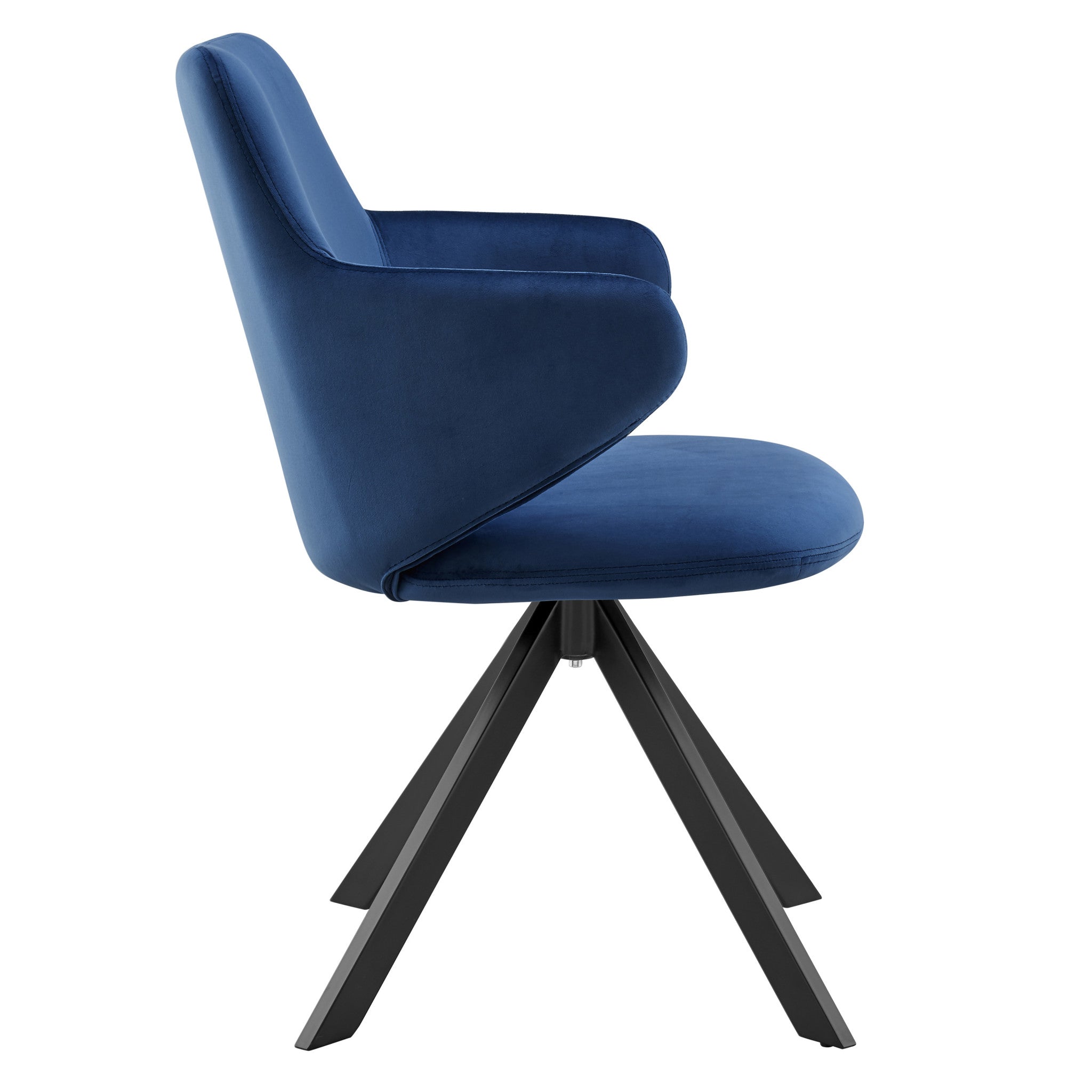Blue And Black Upholstered Velvet Dining Arm Chair-2