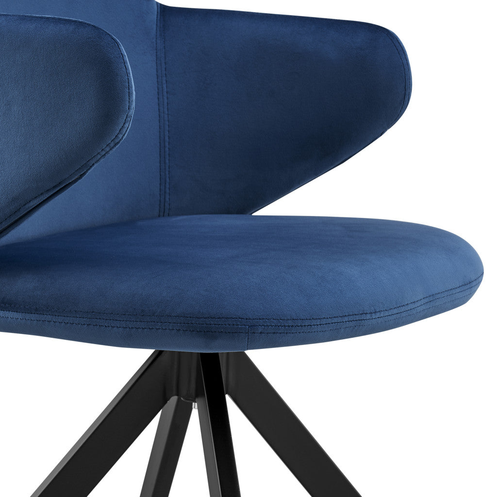Blue And Black Upholstered Velvet Dining Arm Chair-7