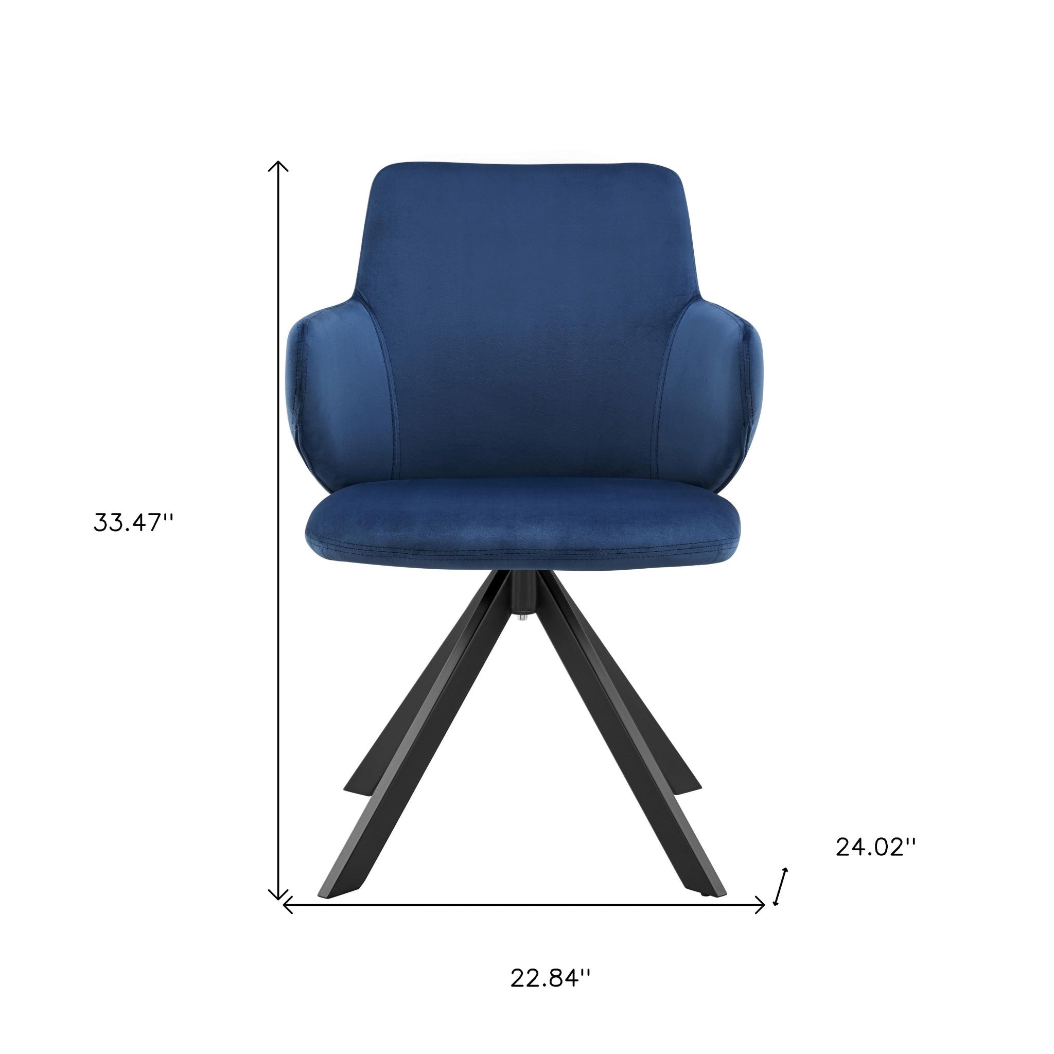 Blue And Black Upholstered Velvet Dining Arm Chair-8