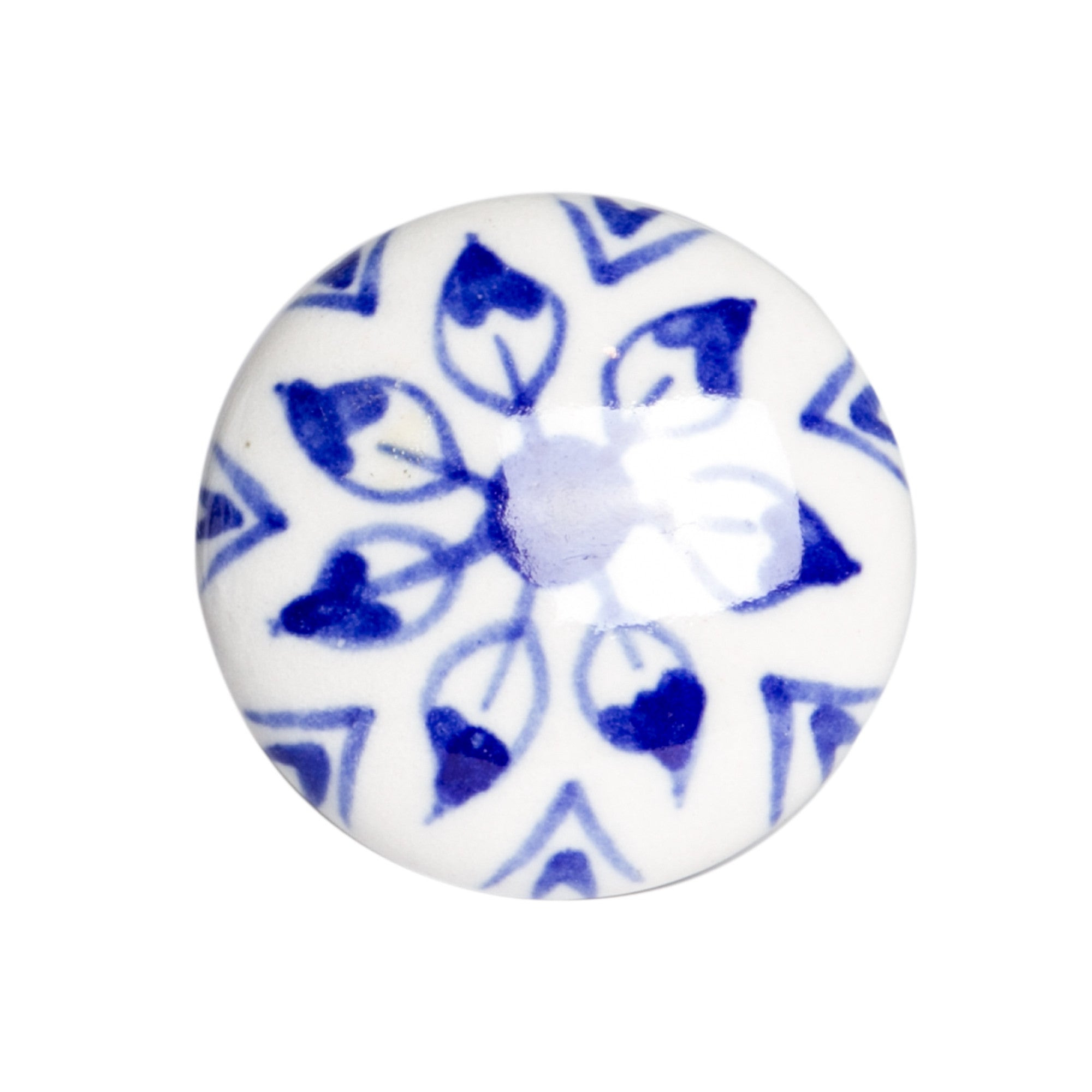 Set of Eight Blue And White Ceramic And Metal Drawer Pull Knobs-3