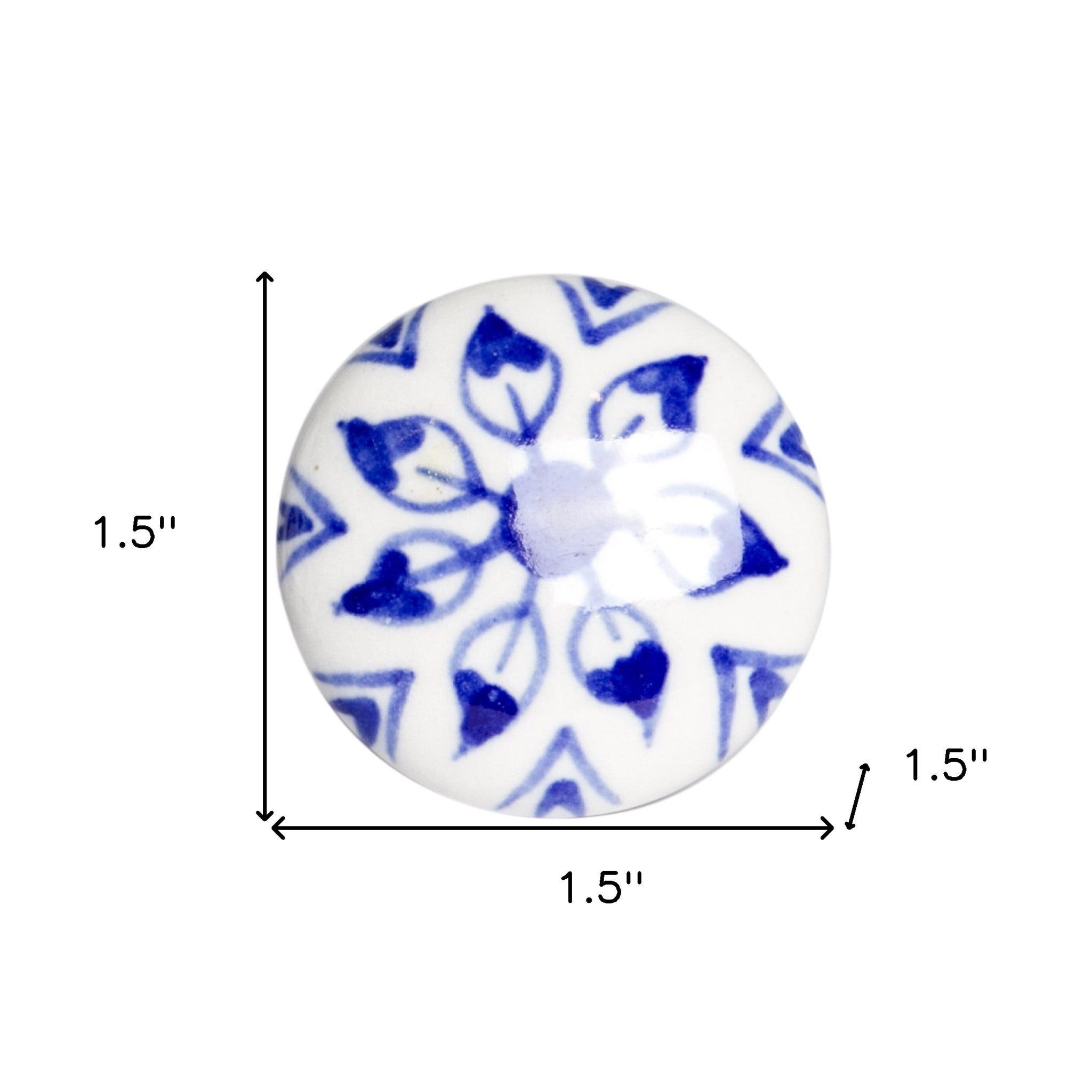 Set of Eight Blue And White Ceramic And Metal Drawer Pull Knobs-4