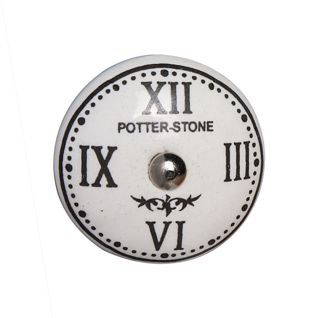 Set of Eight Black And White Ceramic And Metal Drawer Pull Knobs-2