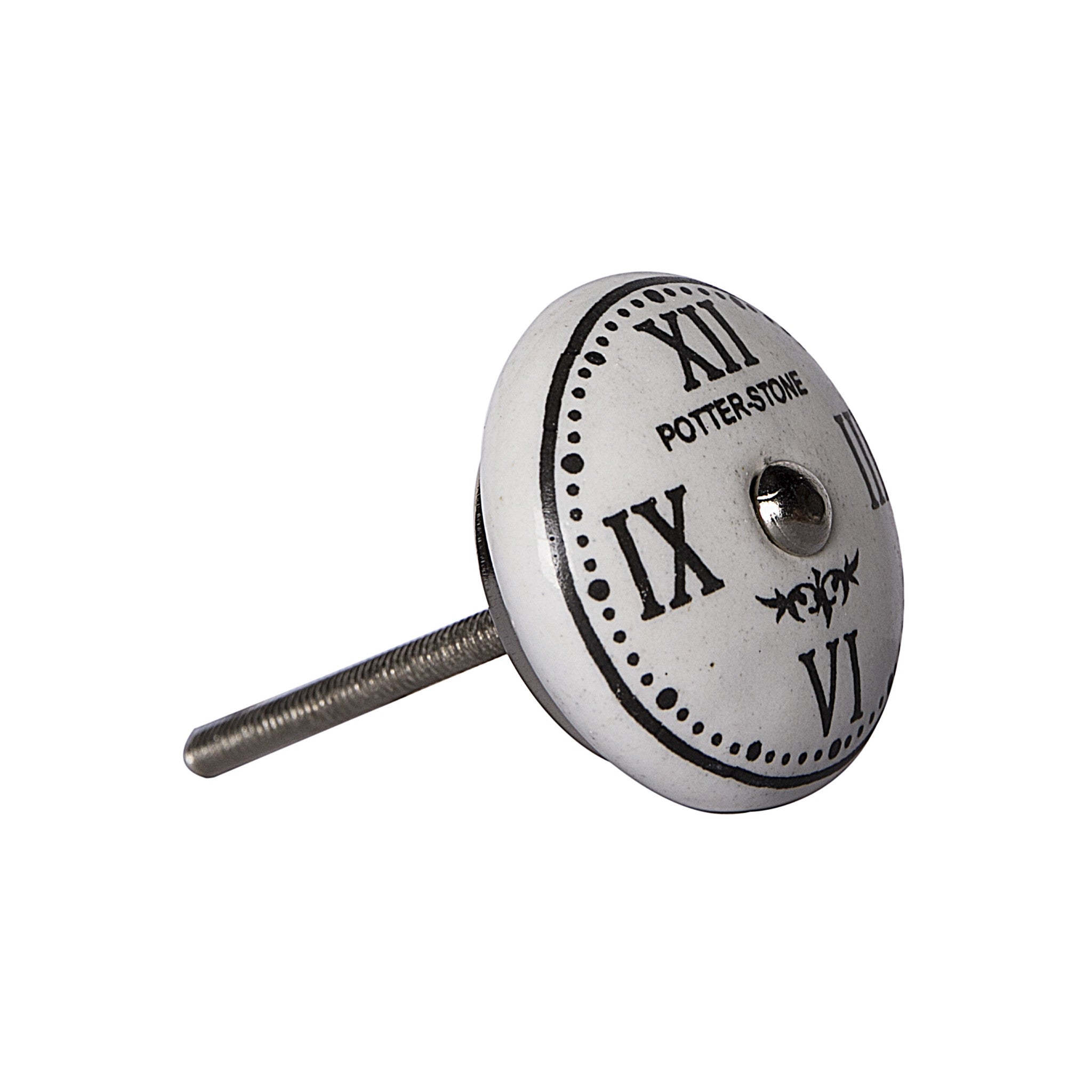 Set of Eight Black And White Ceramic And Metal Drawer Pull Knobs-3