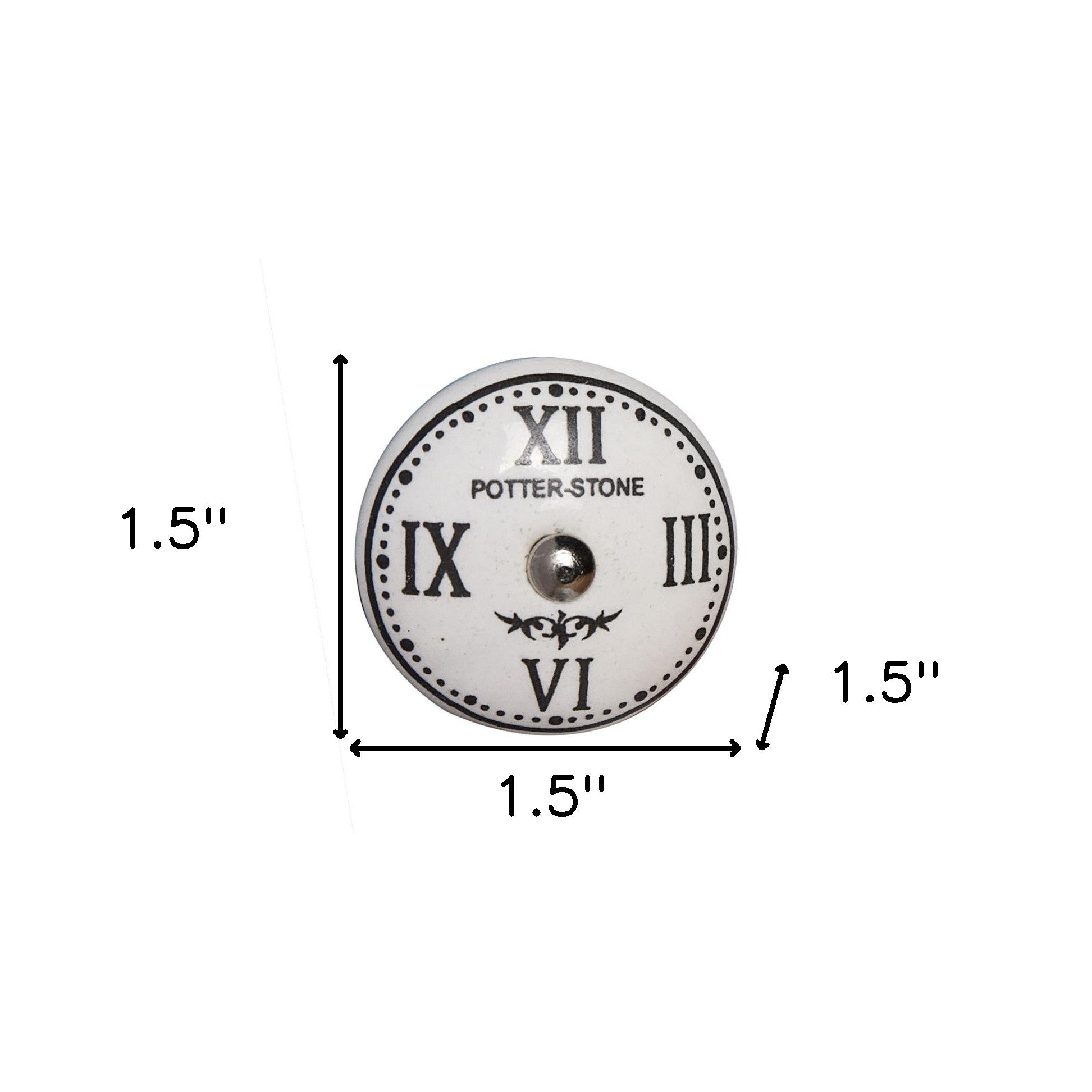 Set of Eight Black And White Ceramic And Metal Drawer Pull Knobs-4