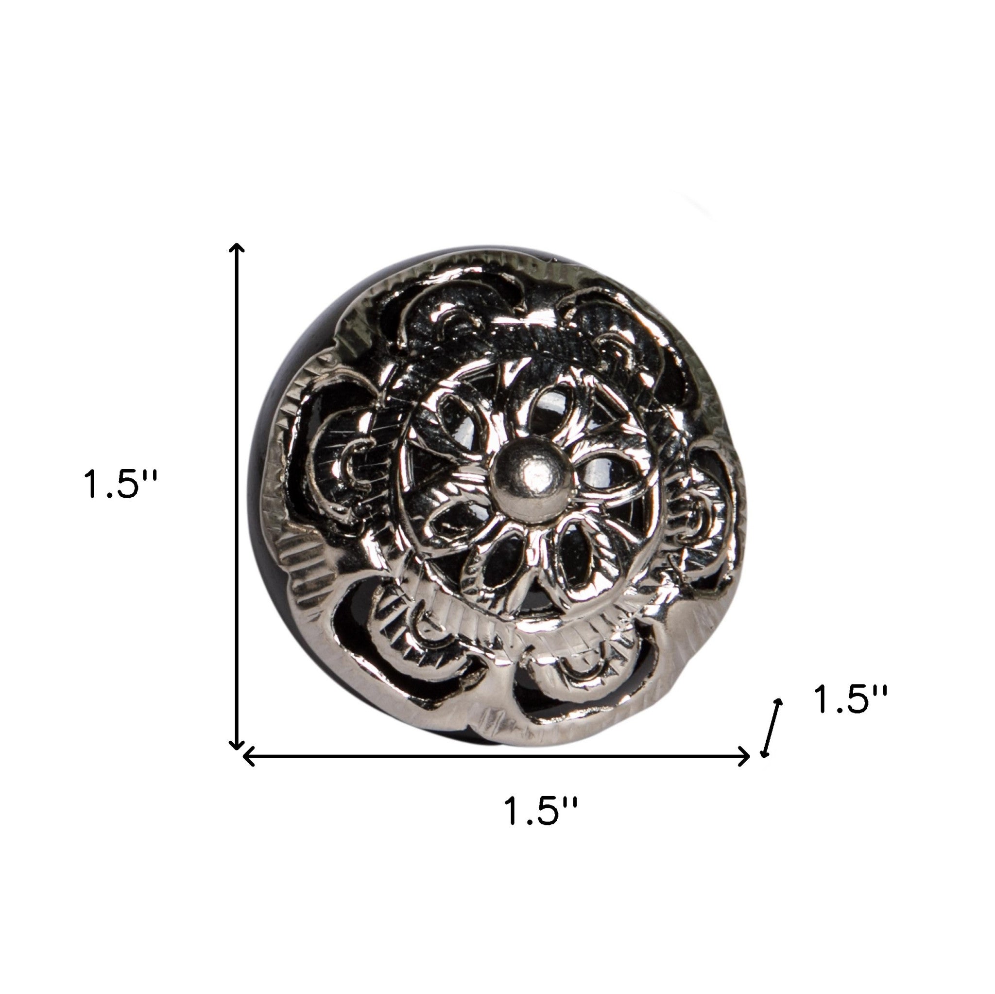 Set of Eight Black And Silver Ceramic And Metal Drawer Pull Knobs-4