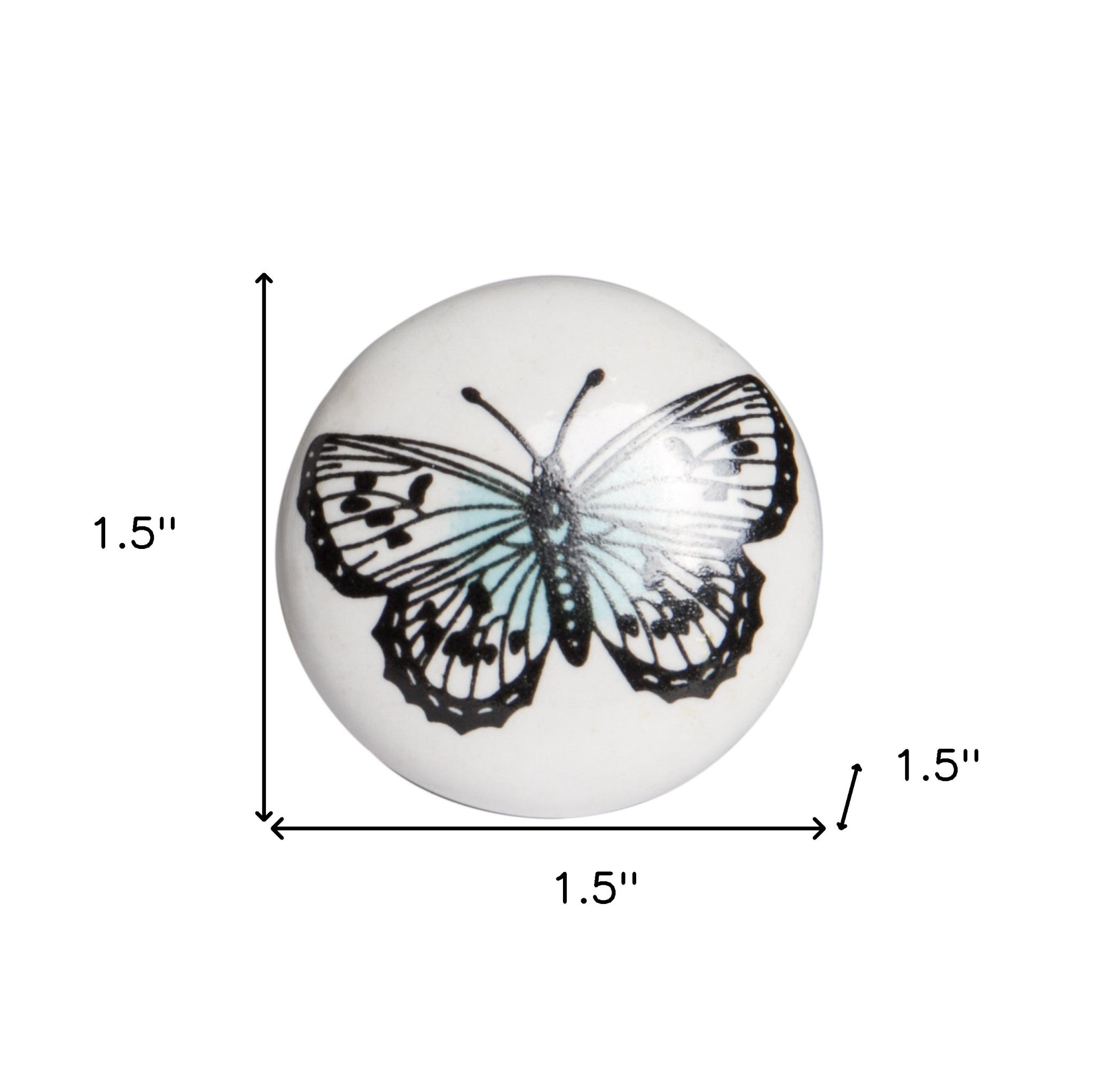 Set of Eight Black And White Ceramic And Metal Drawer Pull Knobs-4