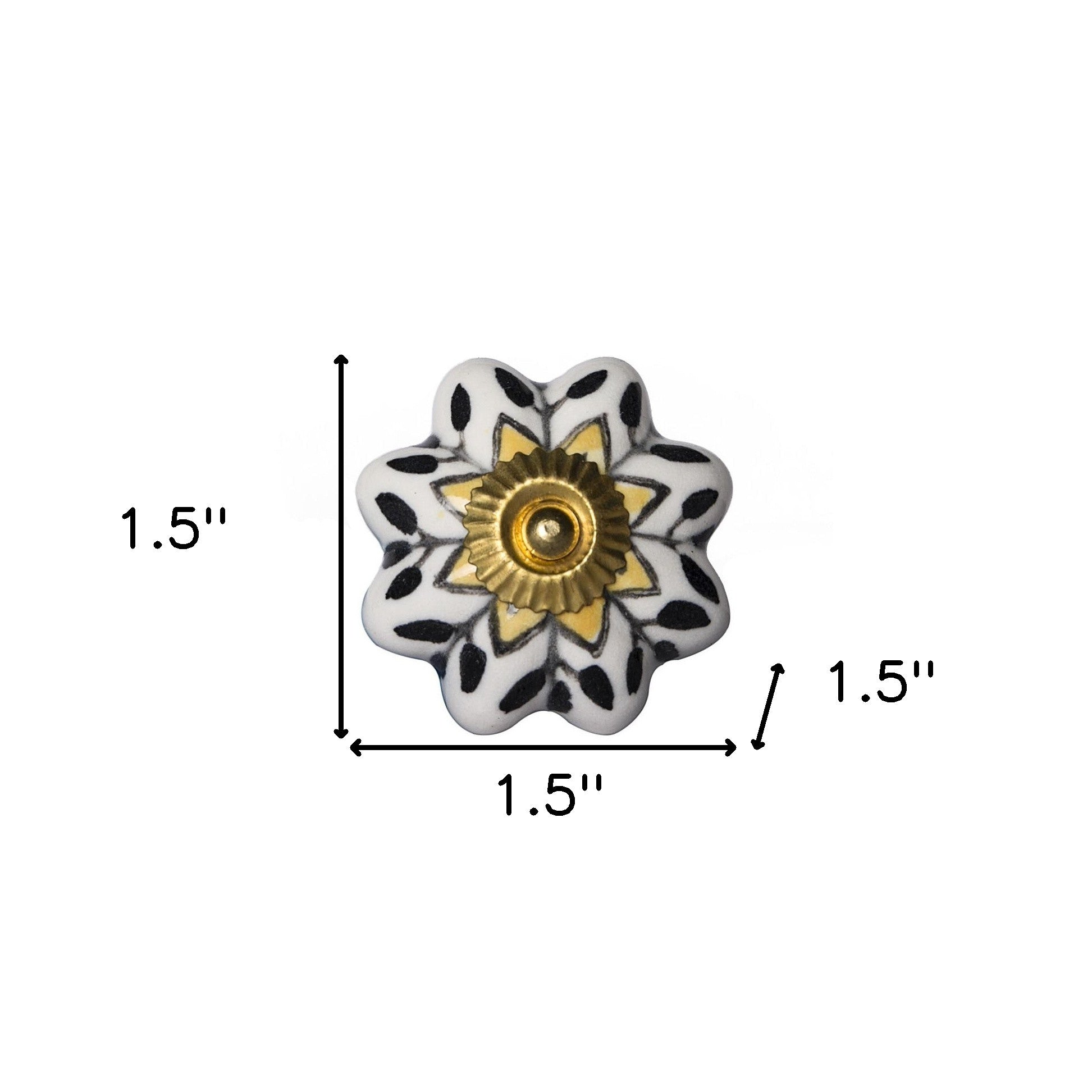 Set of Eight Black And Yellow Ceramic And Metal Drawer Pull Knobs-4