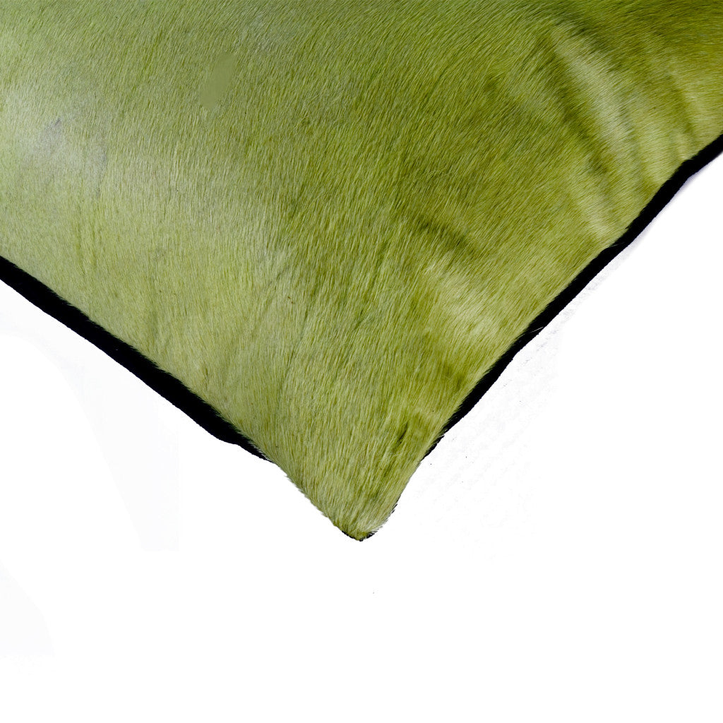 18" Lime Green Cowhide Throw Pillow-2